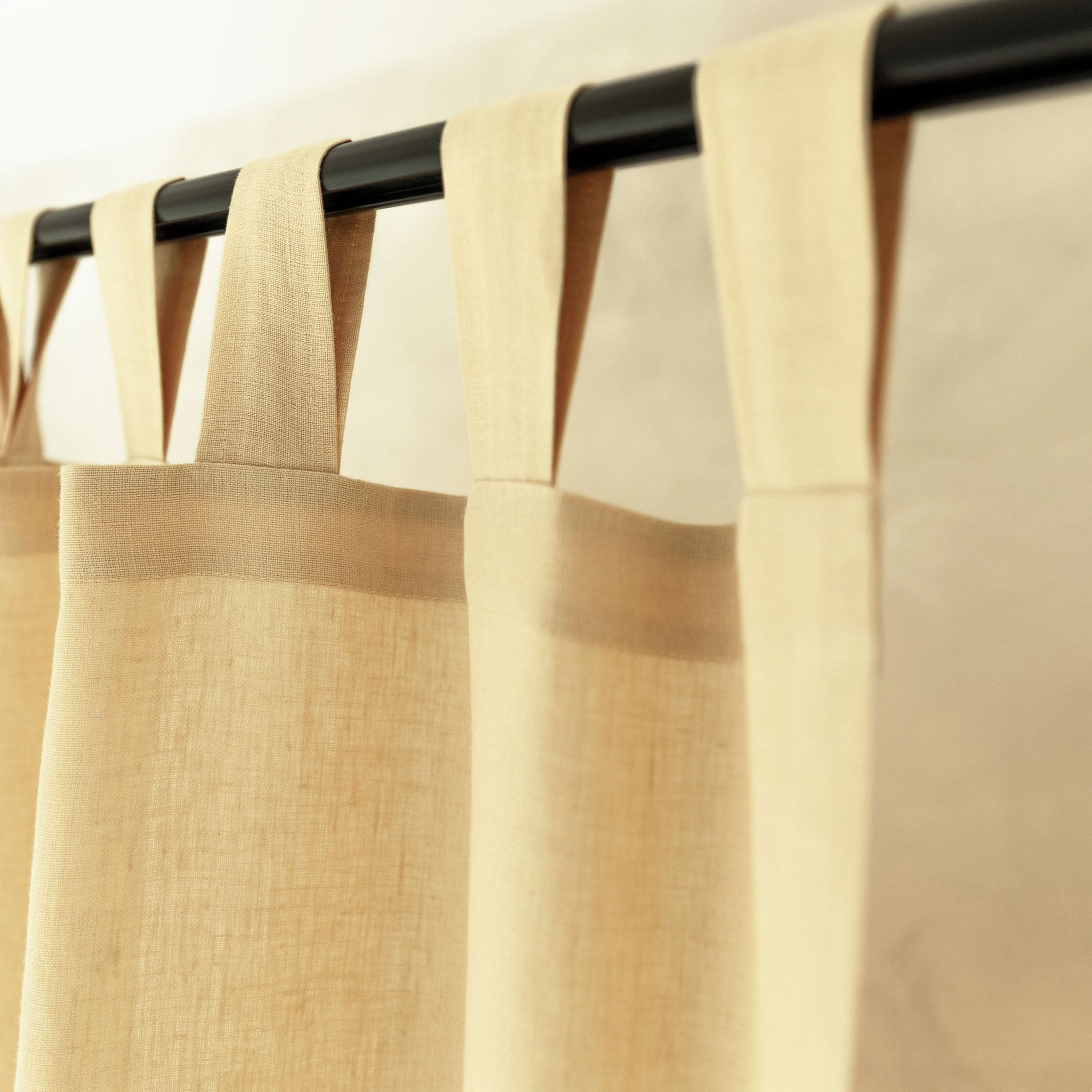 Linen curtain panel with tab top