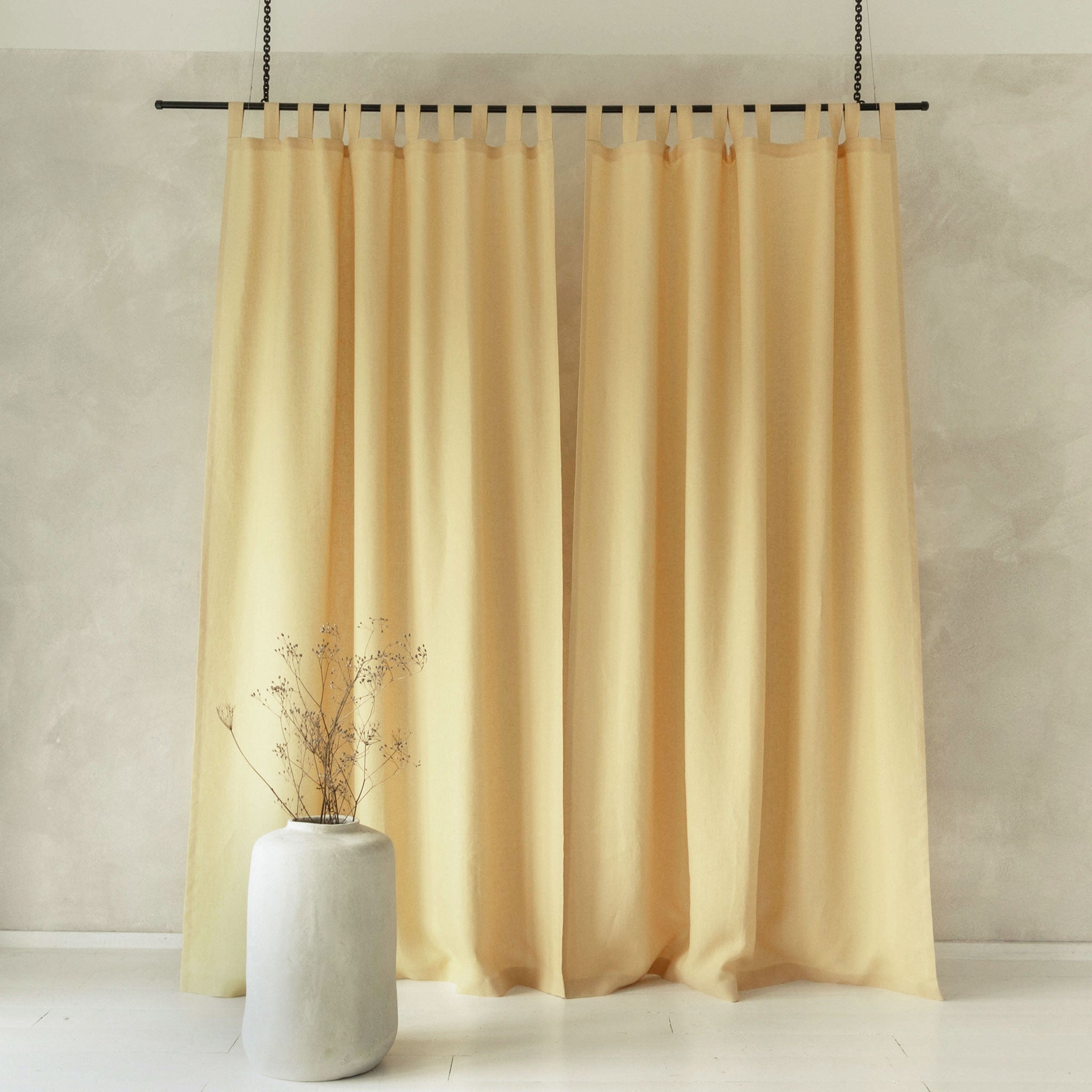 Linen curtain panel with tab top