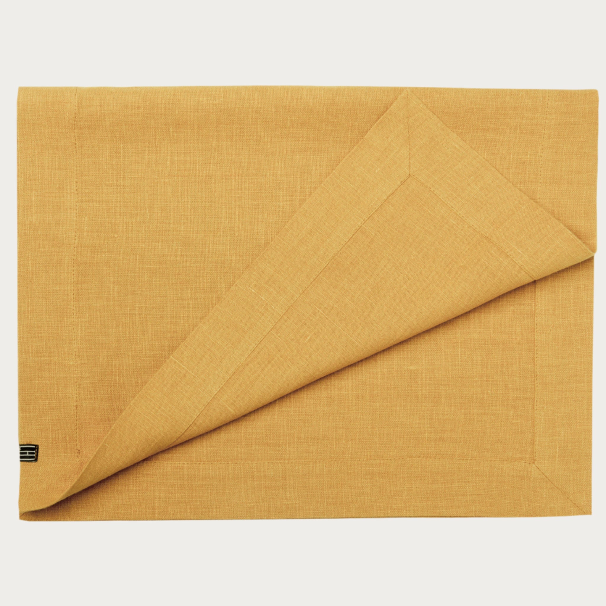 Linen table runner Yellow ochre