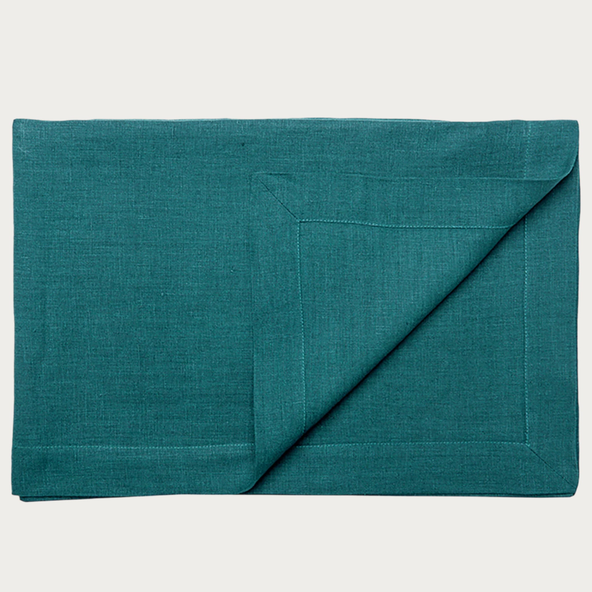 Linen tablecloth Peacock green