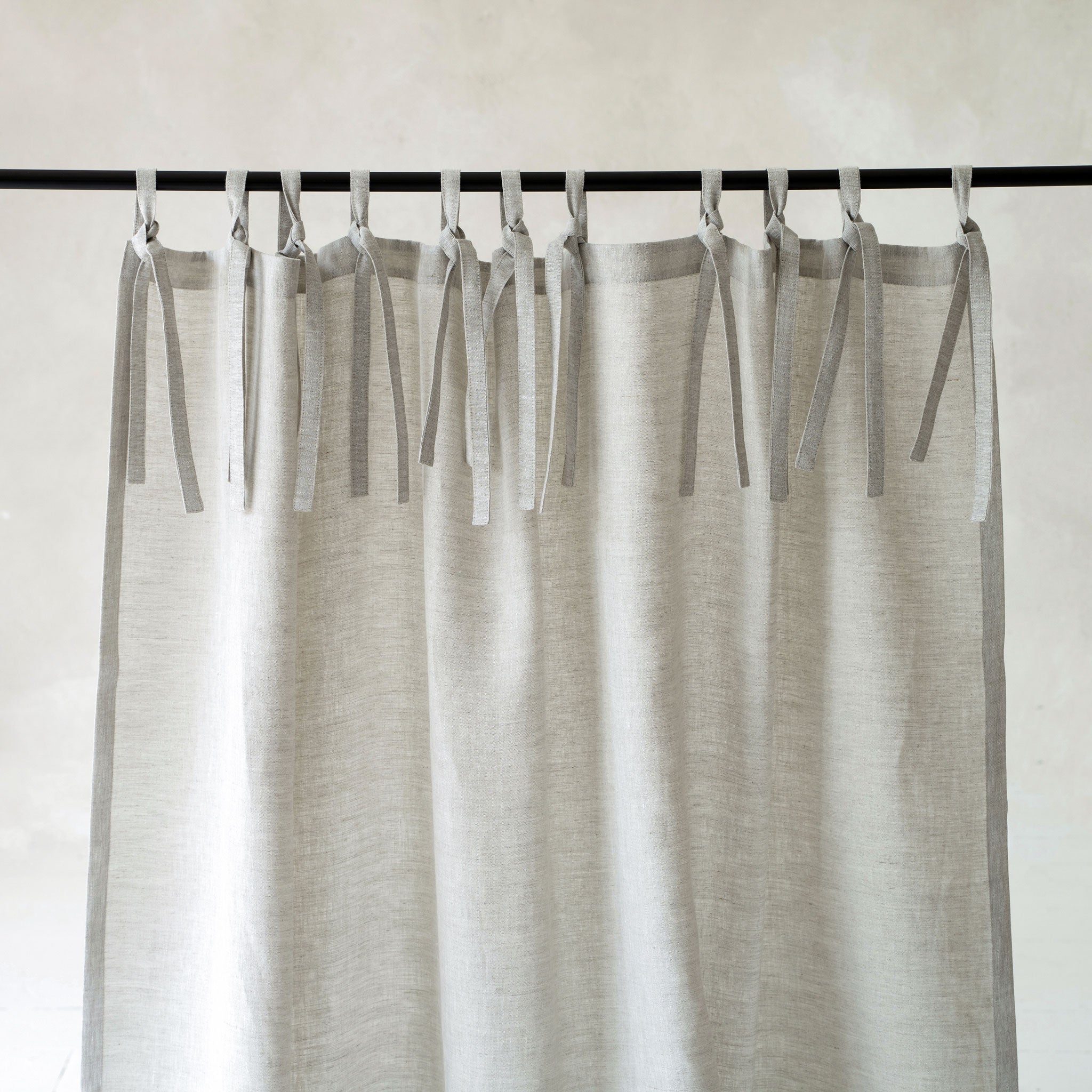 Color block linen curtain with tie top