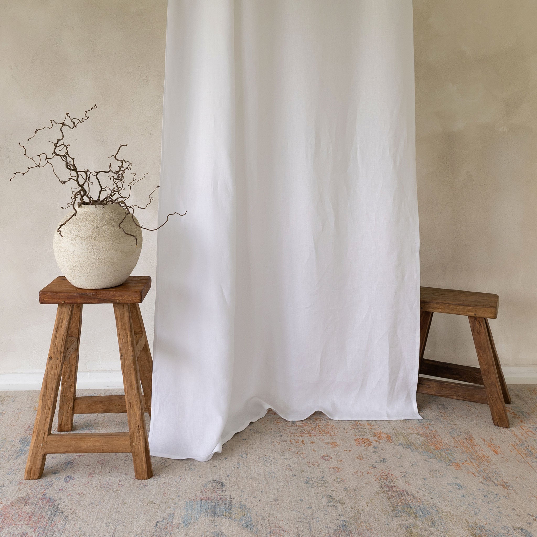 Linen curtain panel with rod pocket