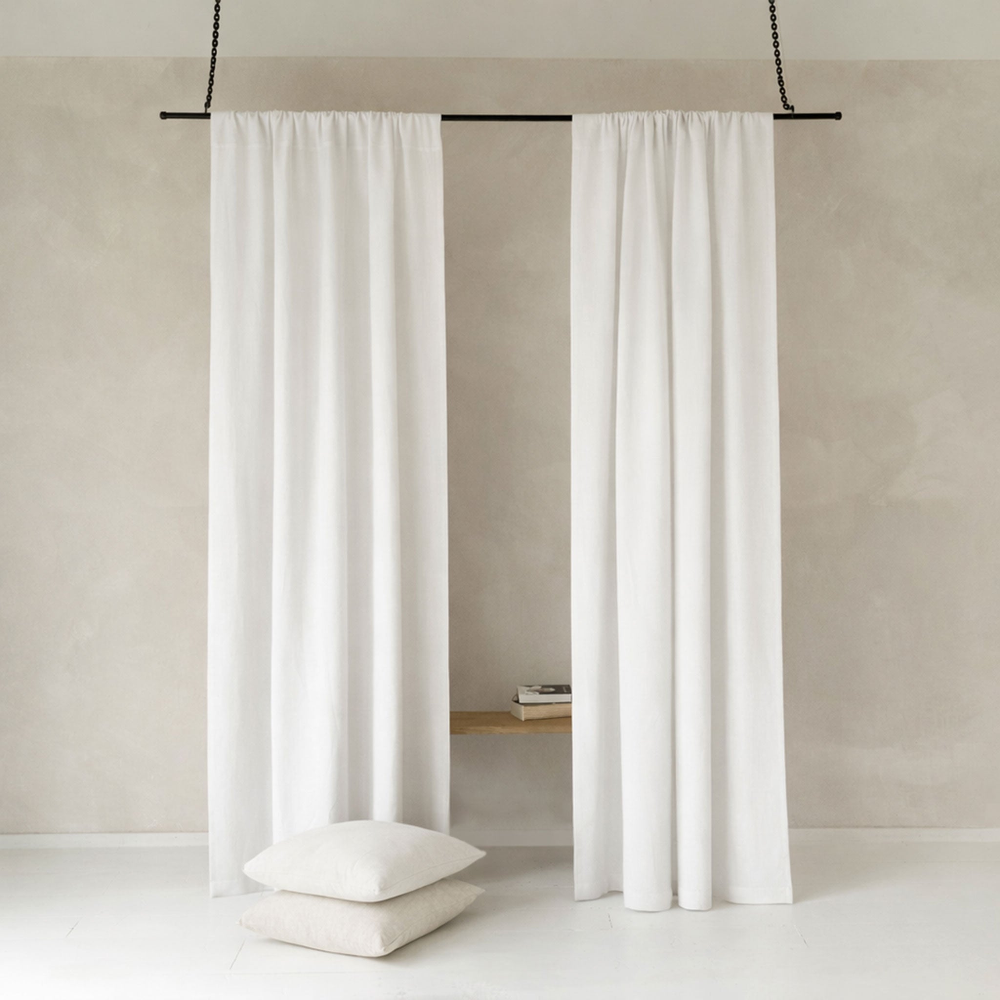 Linen curtain panel with rod pocket