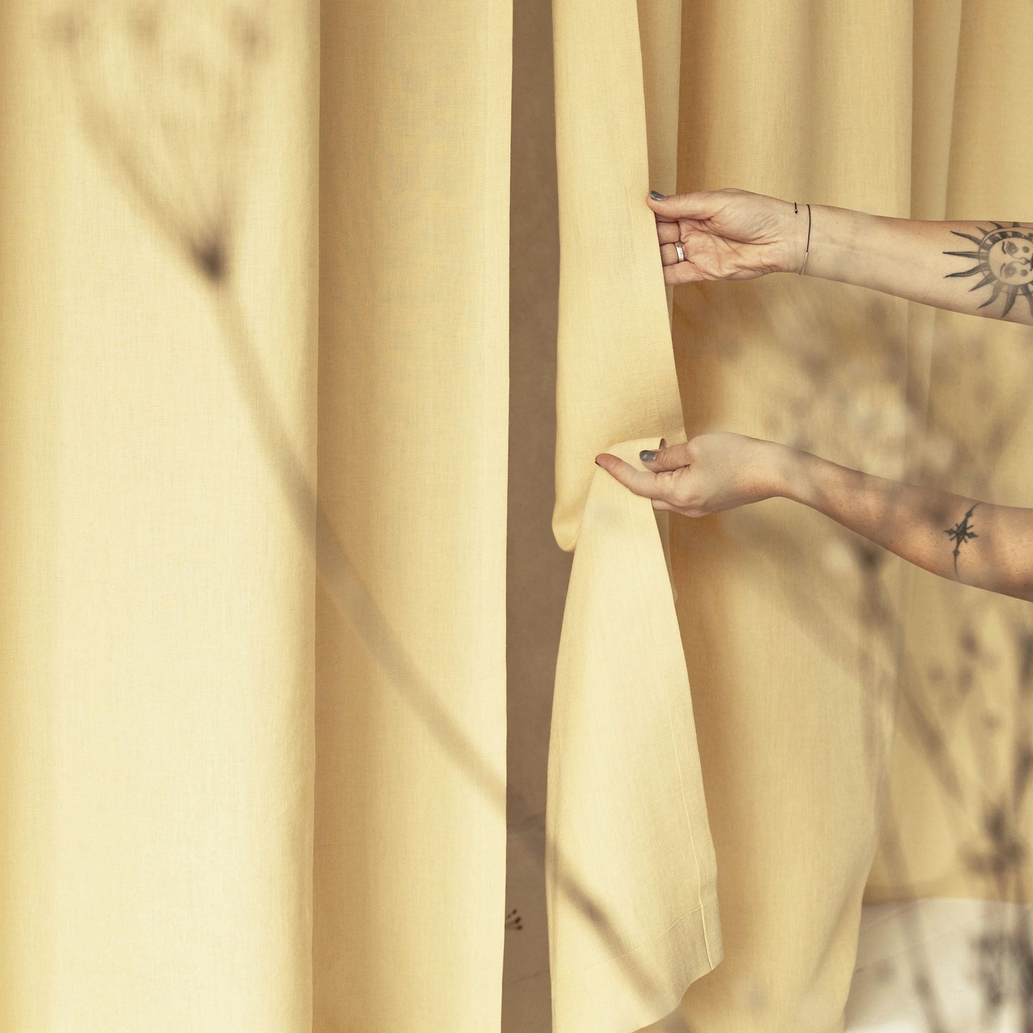 Linen curtain panel with tab top