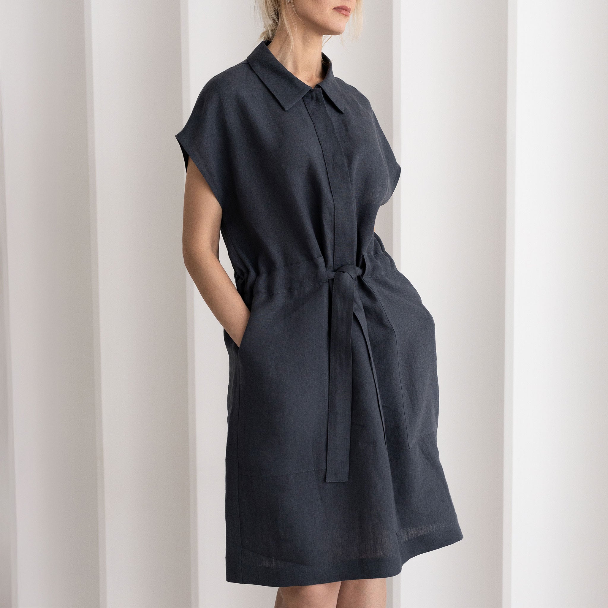 Linen shirt dress