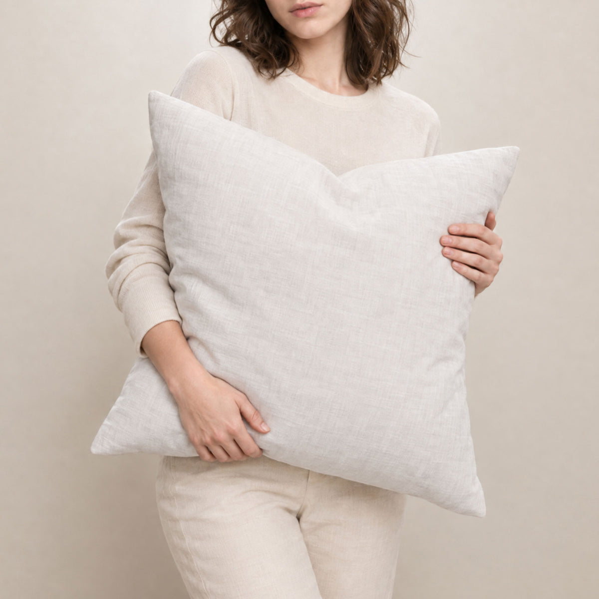 Cloud white linen pillow cover