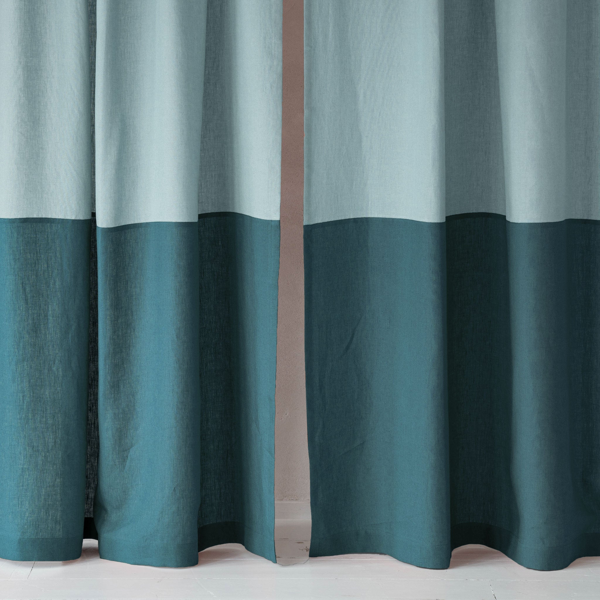Color block curtain - Ice mint & Peacock green