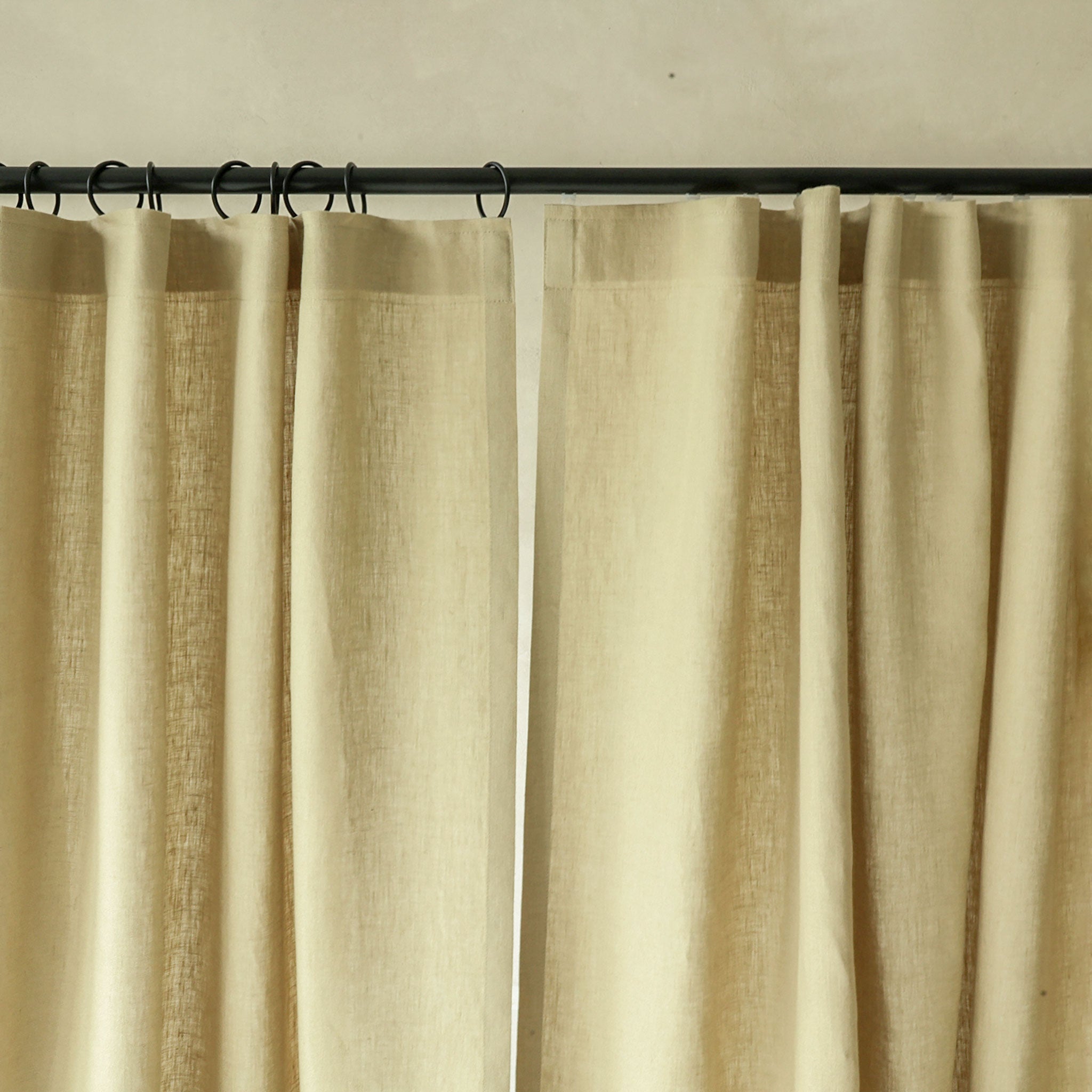 Natural linen curtain panel with tape