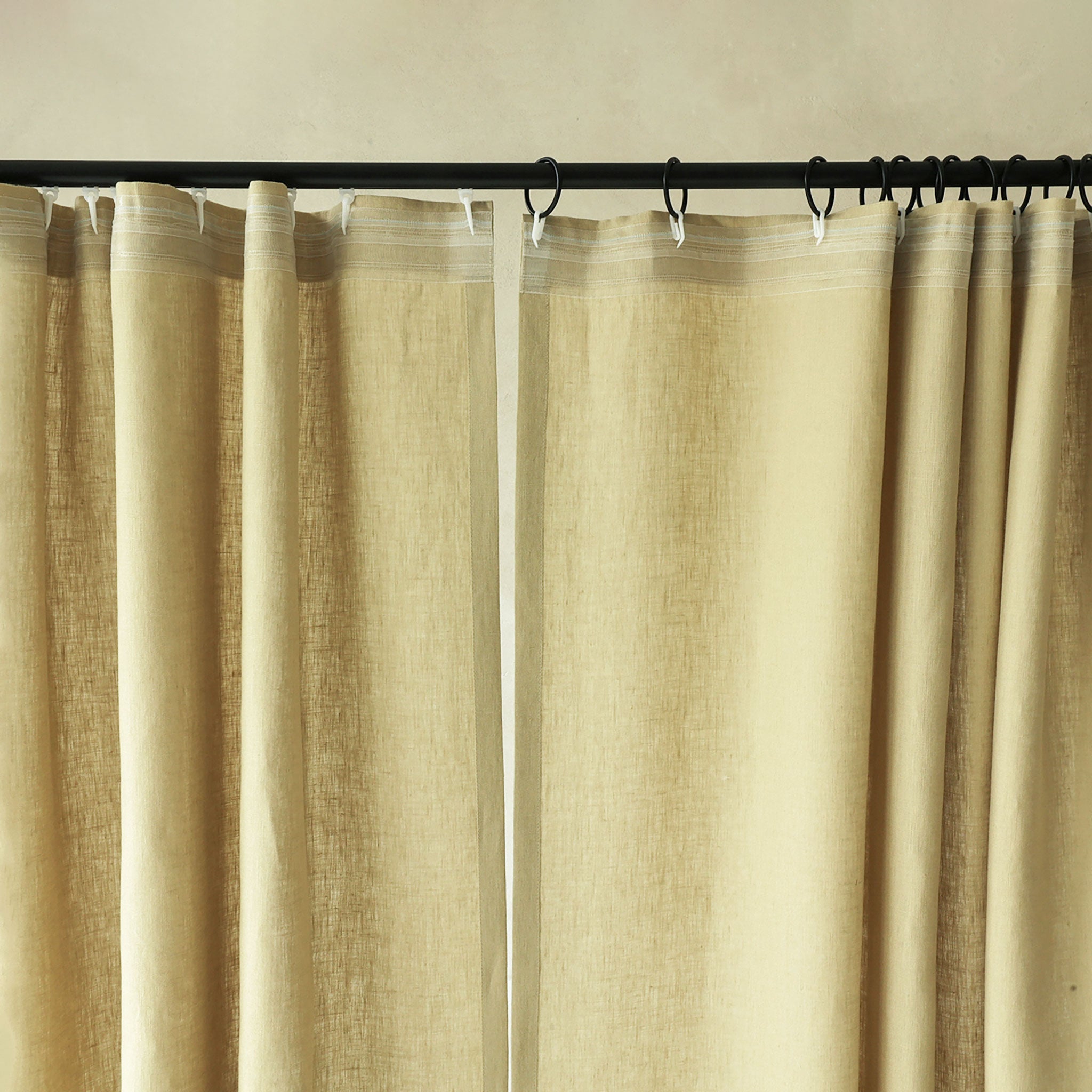 Natural linen curtain panel with tape
