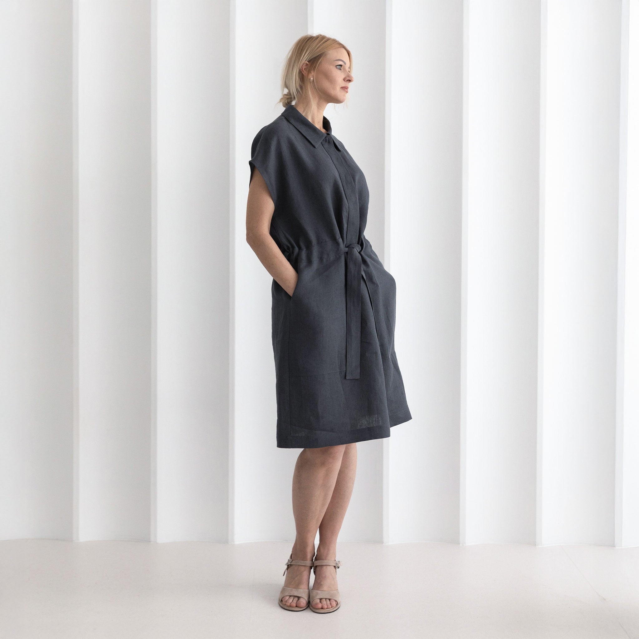 Linen shirt dress