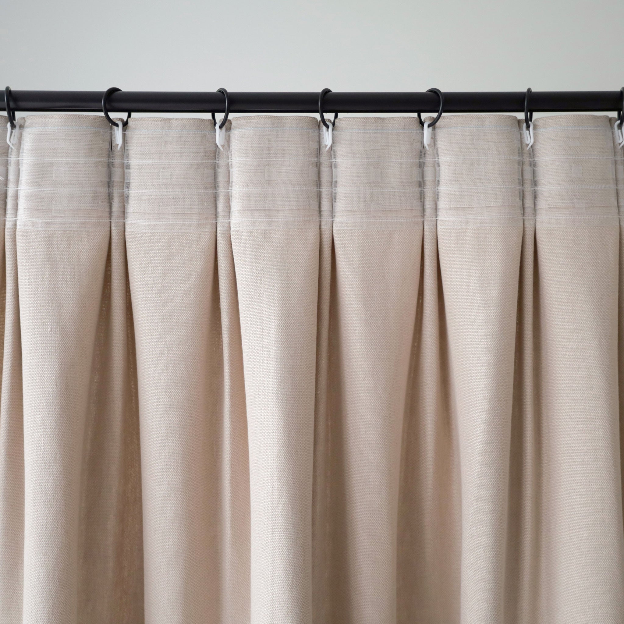 Heavy linen double pleat curtain panel
