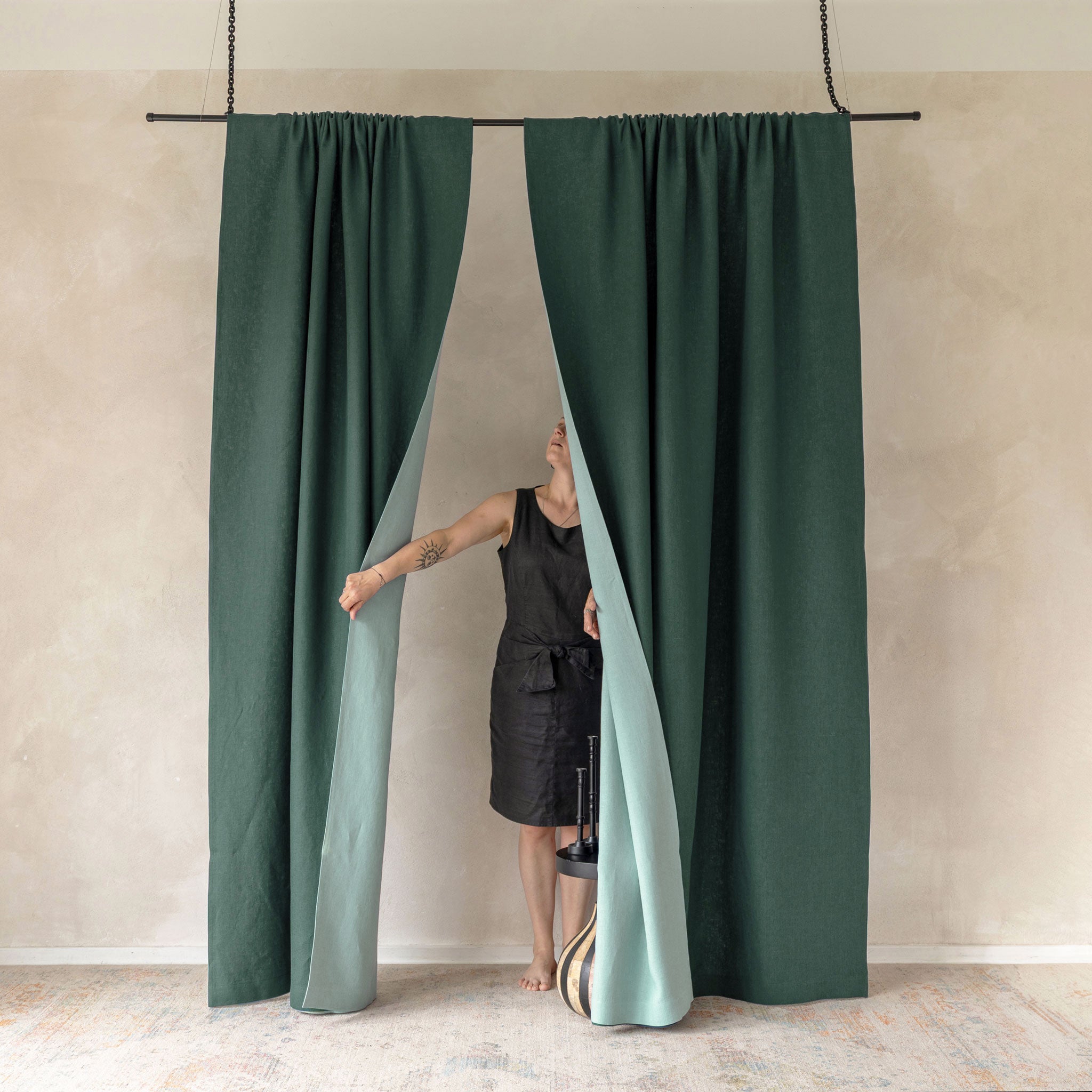 Linen Room Divider Curtain with Rod Pocket