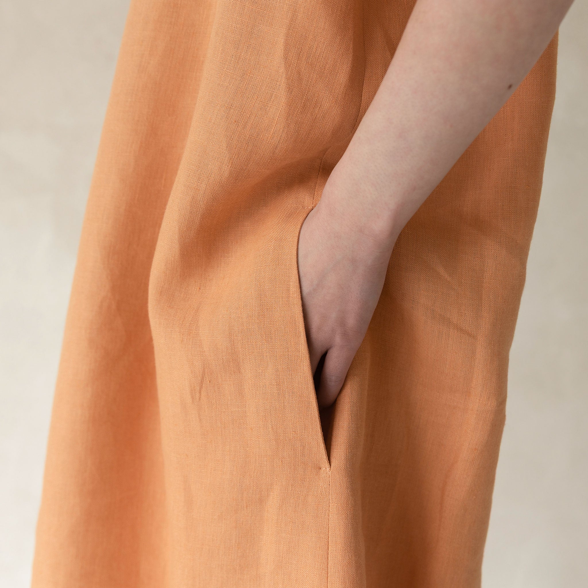 Linen boat neck midi dress