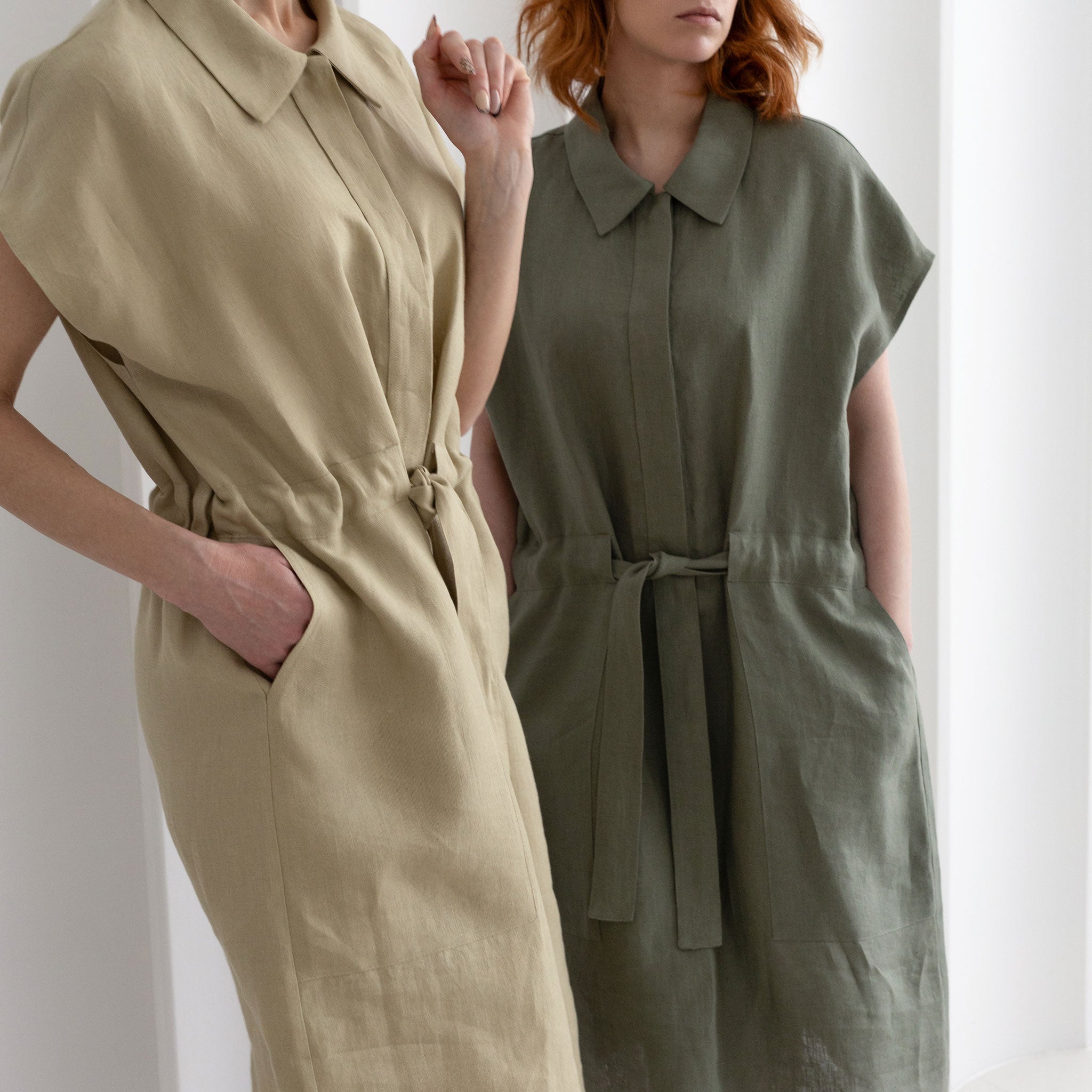 Linen shirt dress
