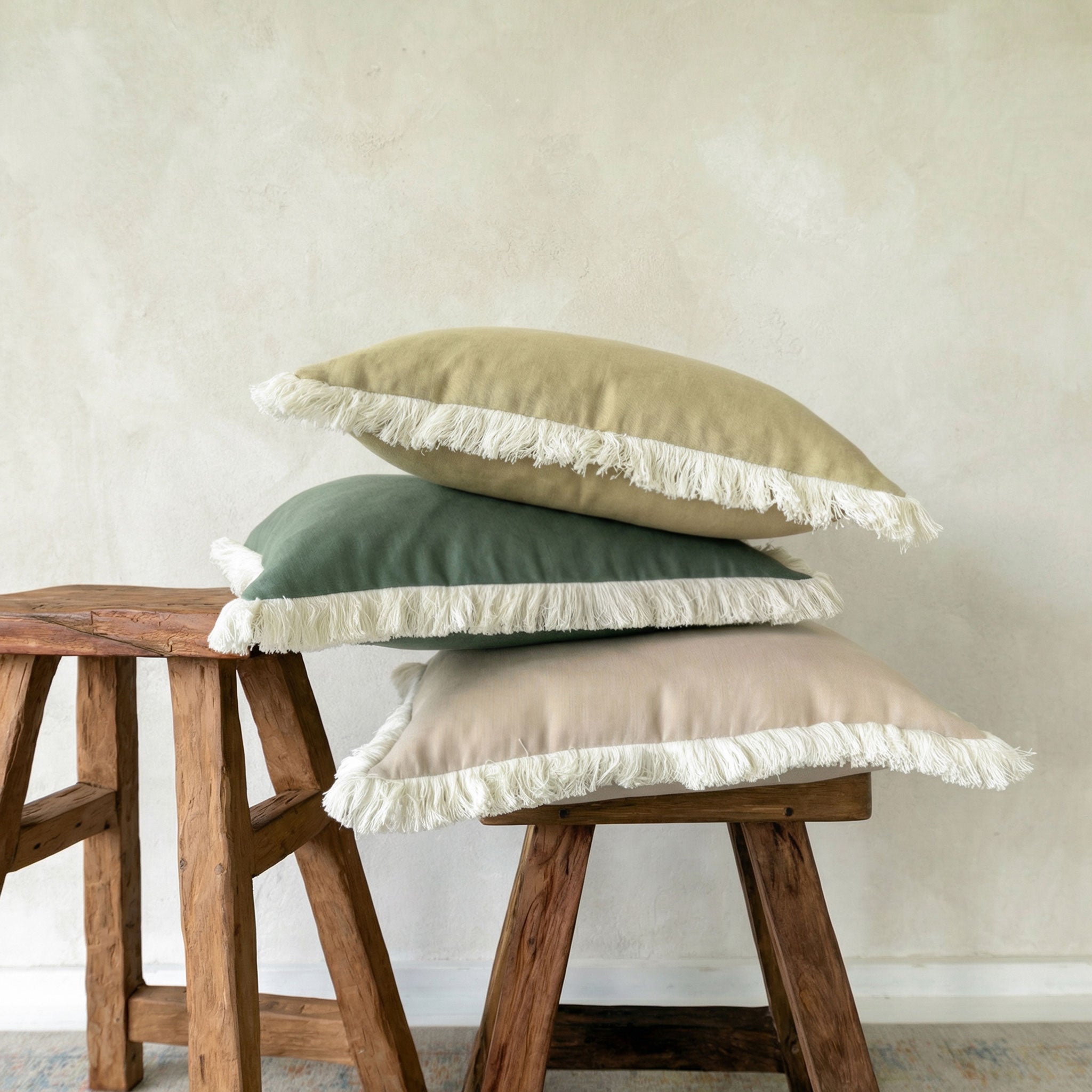 Linen Fringe Pillow Cover