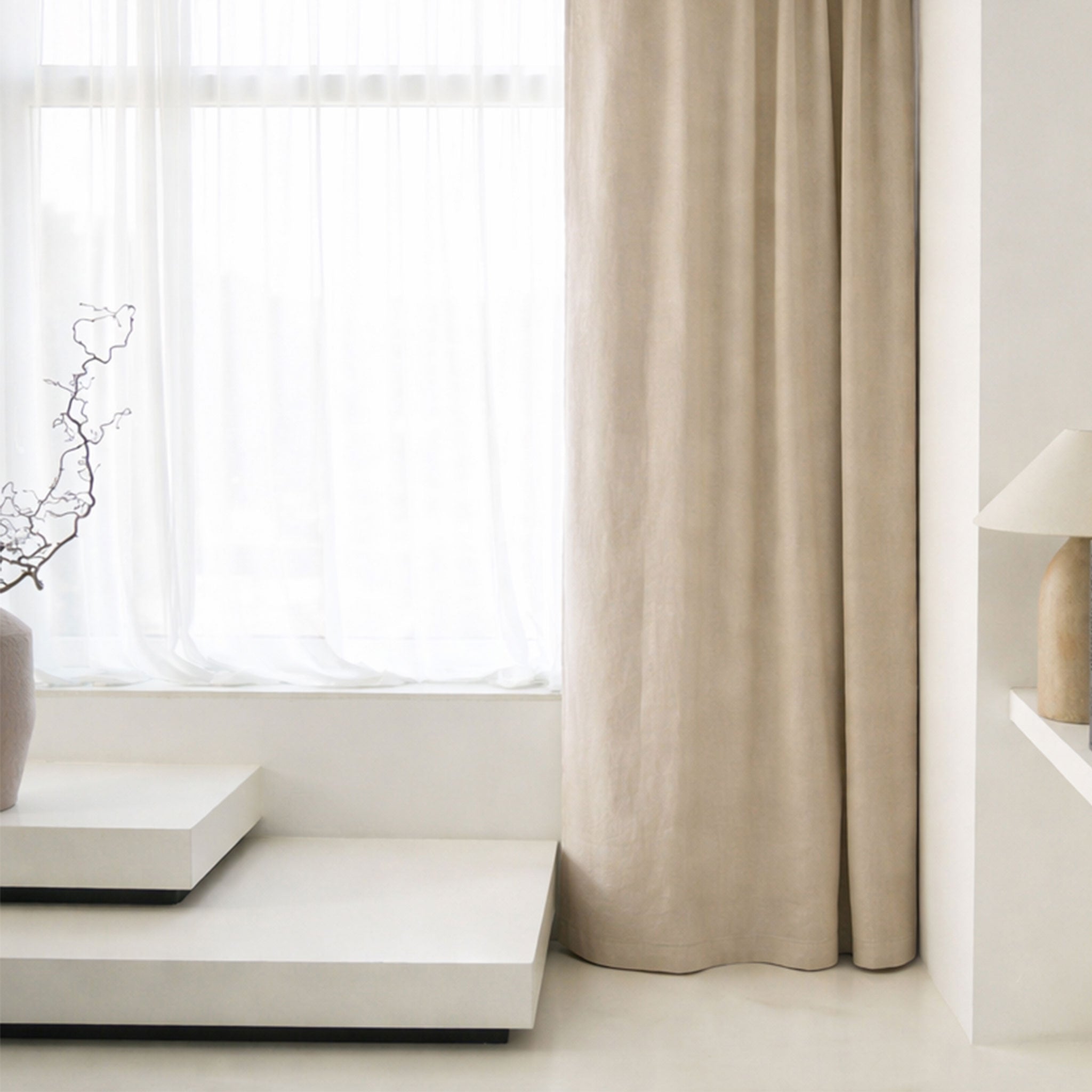 Heavy Linen Curtain with Tape - Oatmeal