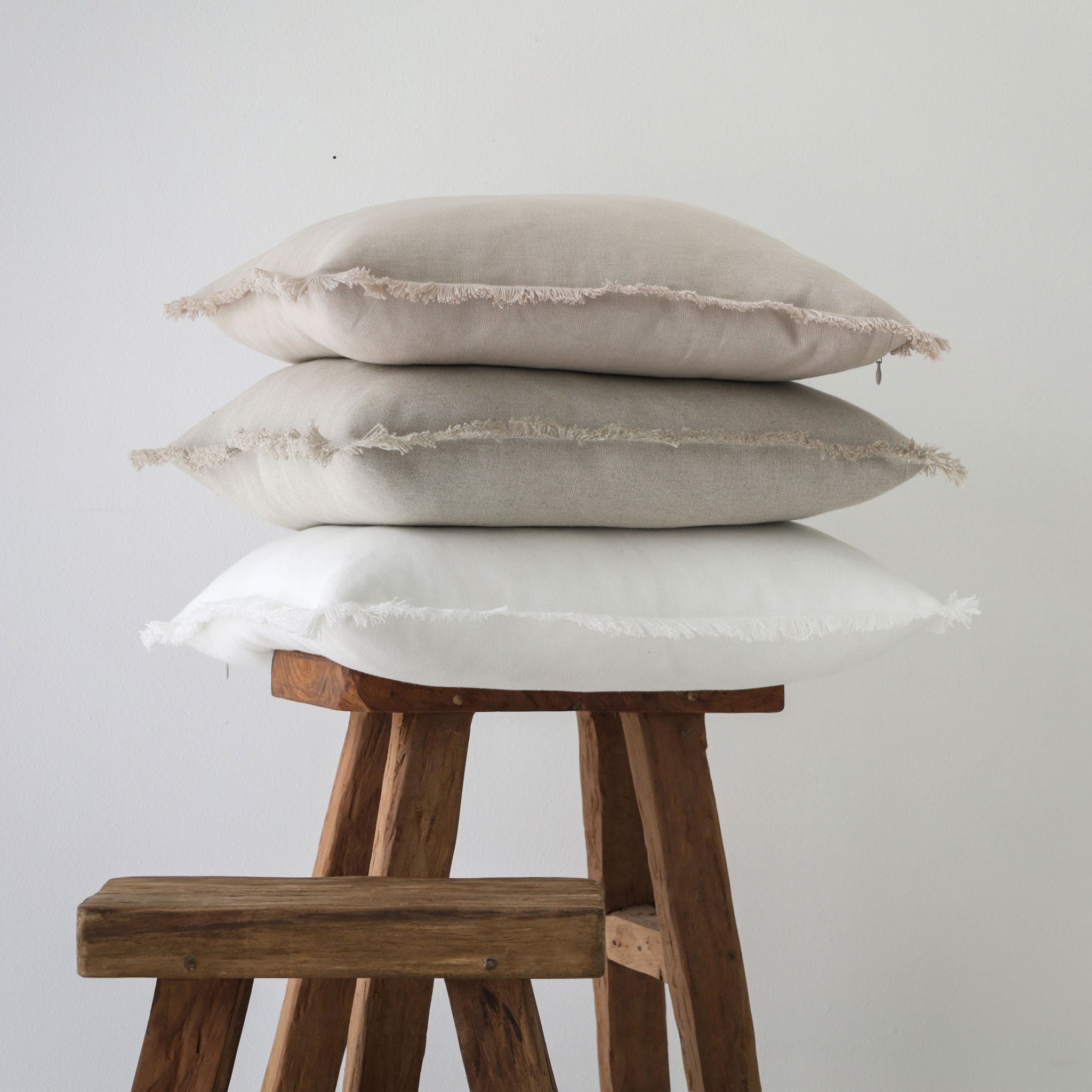 Heavy linen fringe pillow cover