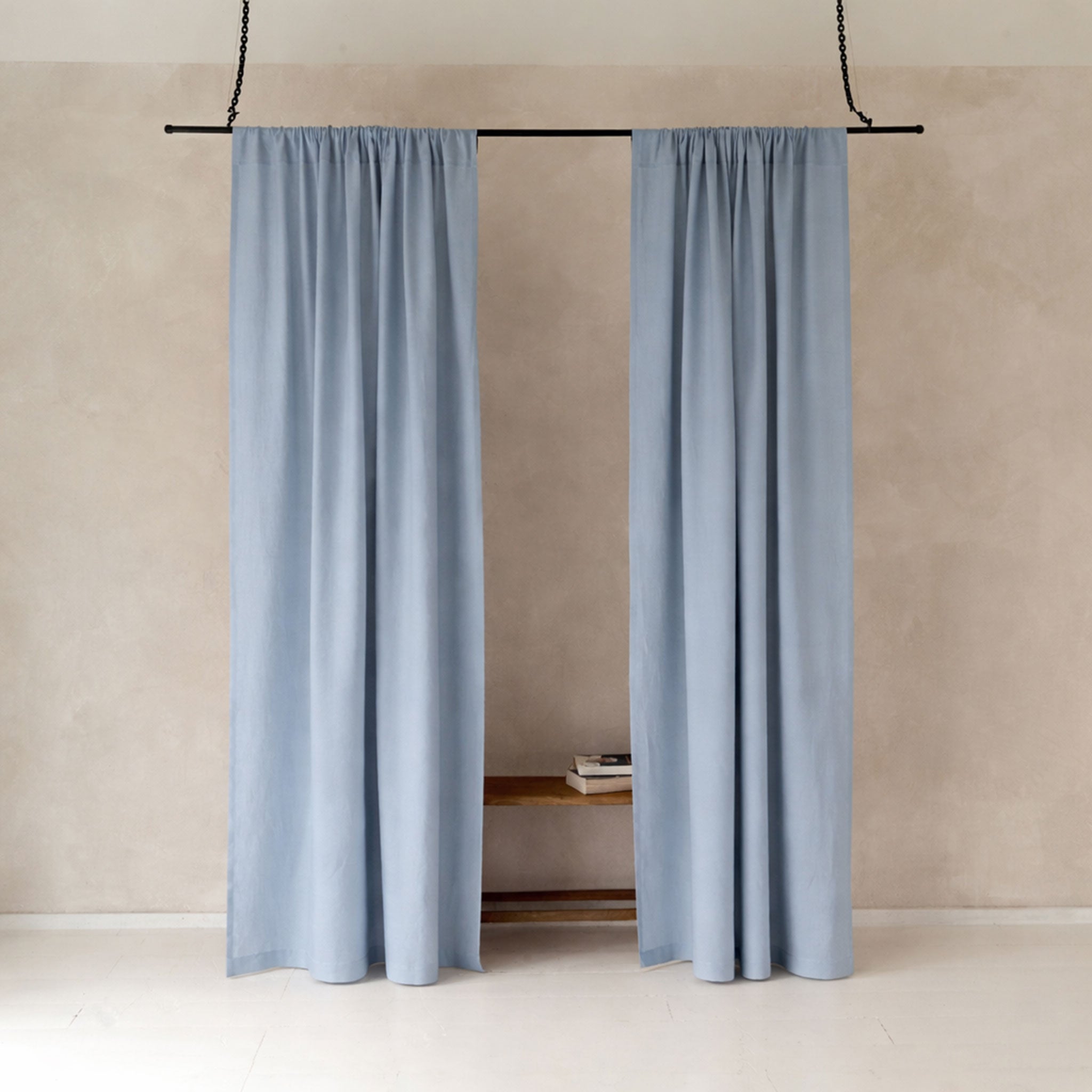 Linen curtain panel with rod pocket