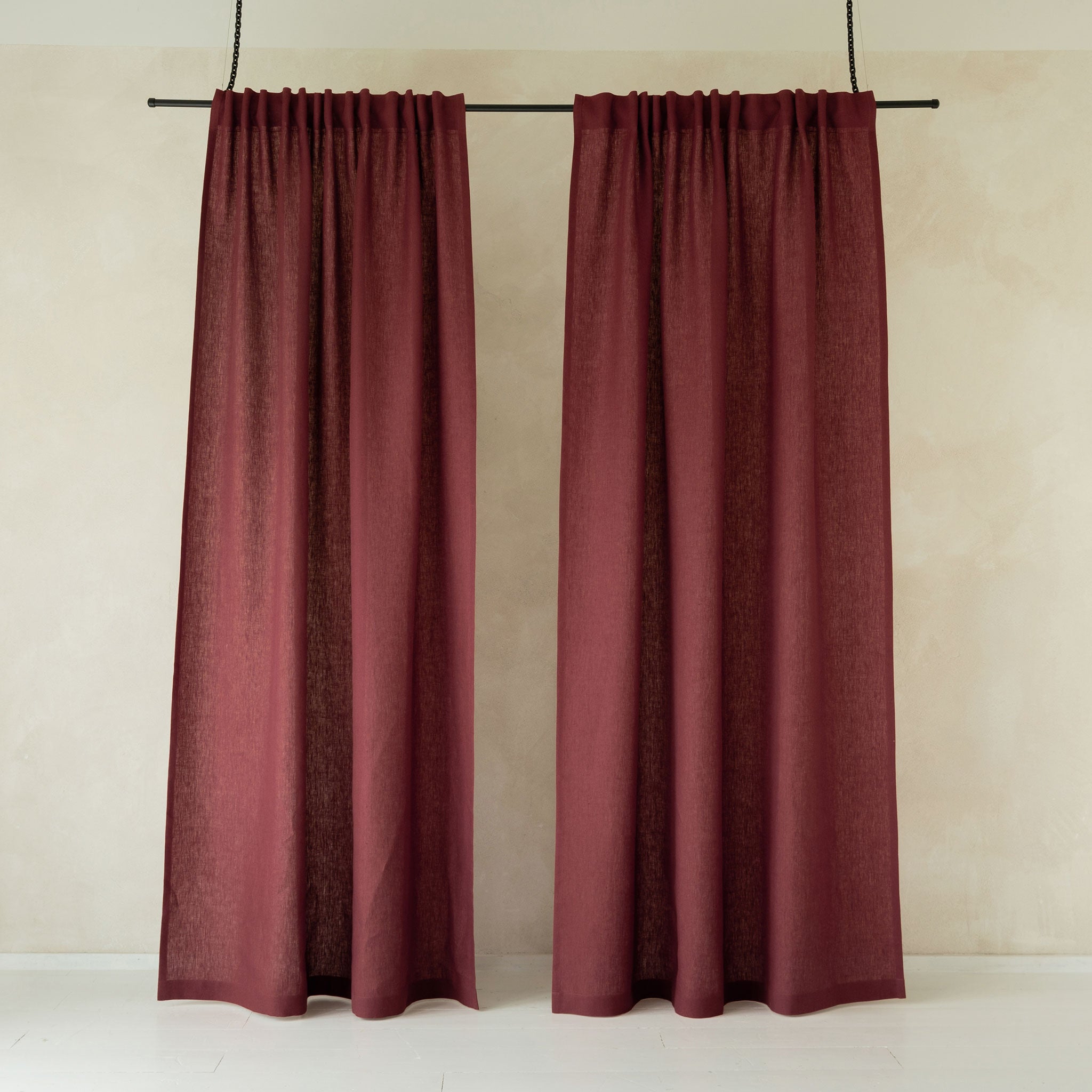 Linen curtain with back tab tape