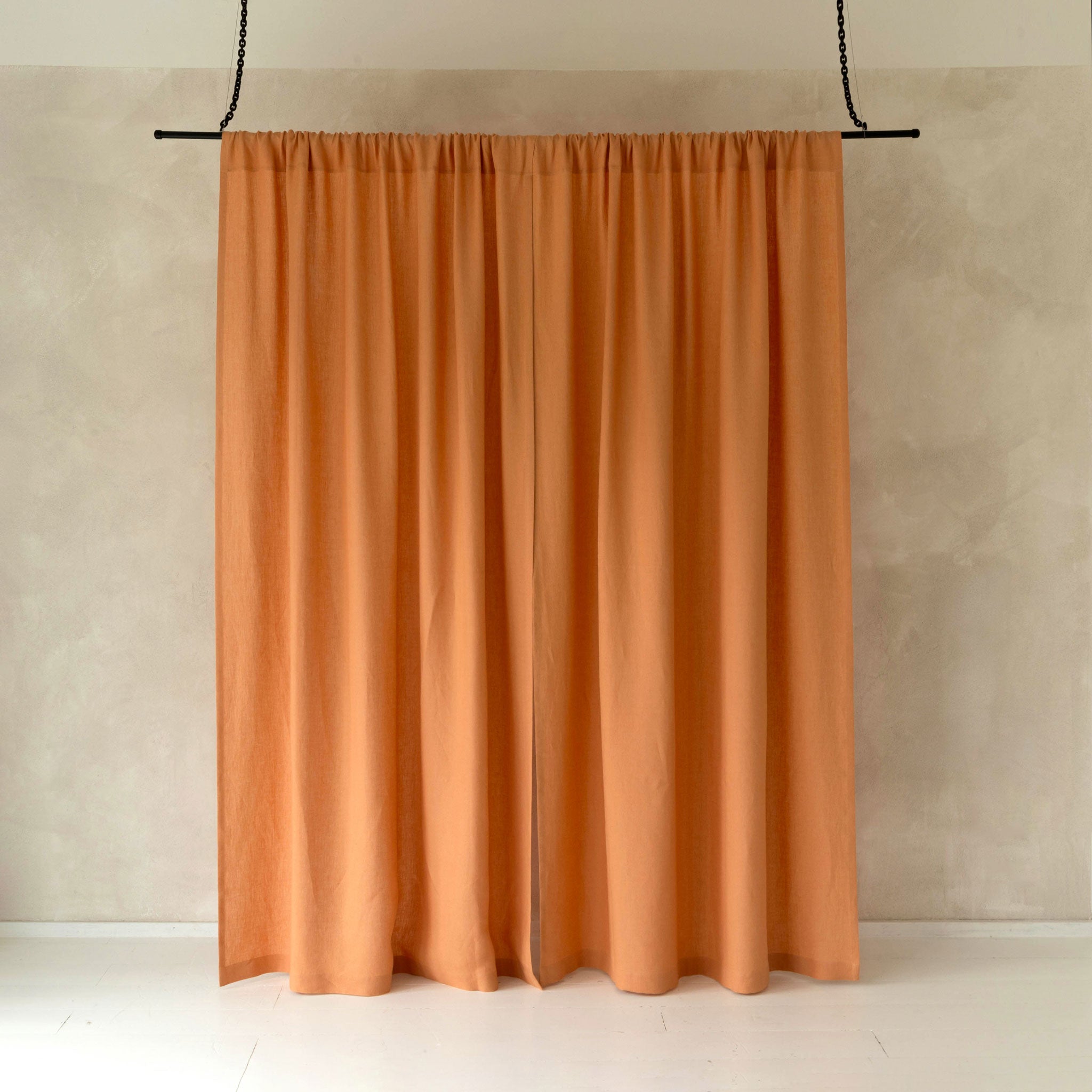 Linen curtain panel with rod pocket
