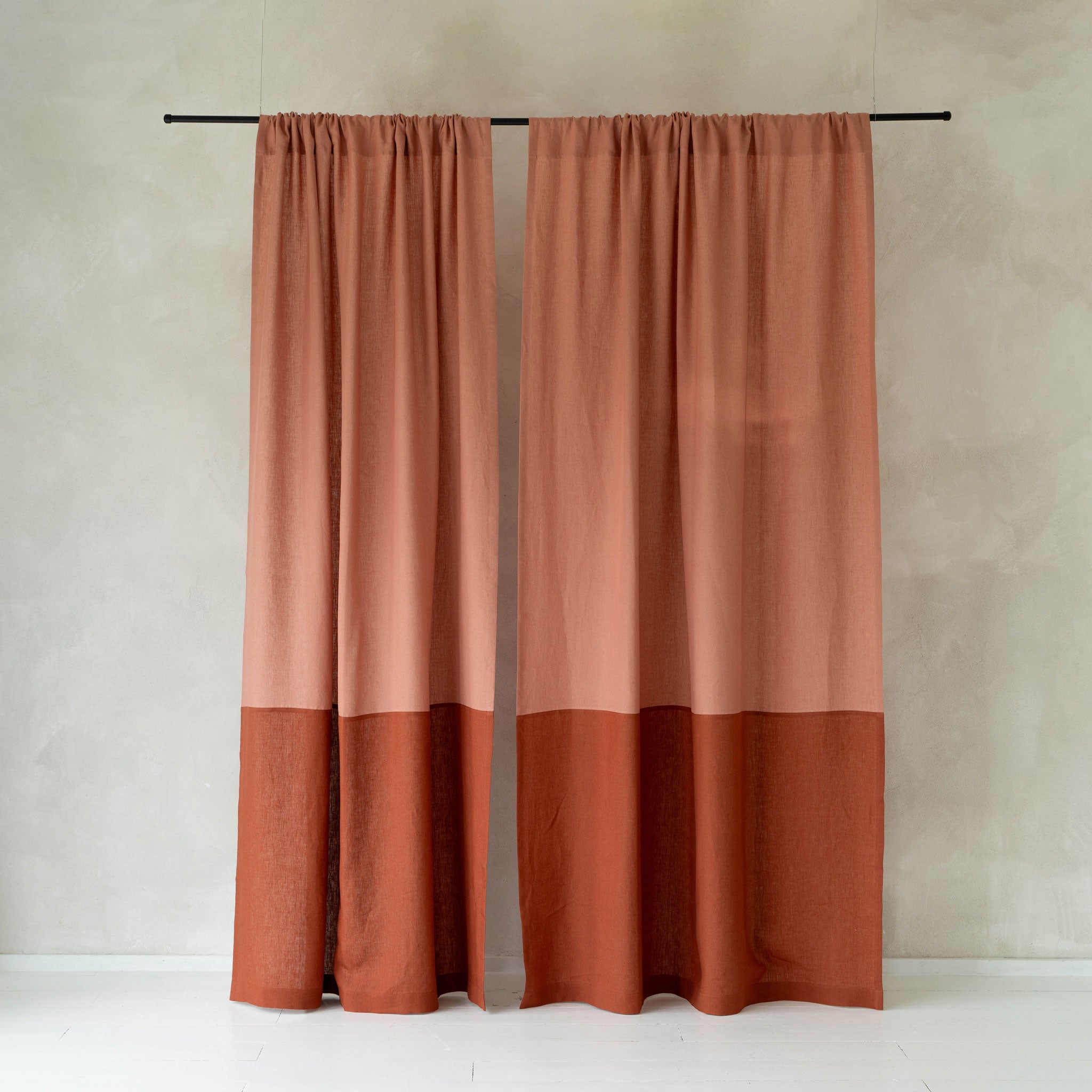 Color block curtain - Marsala & Burnt orange