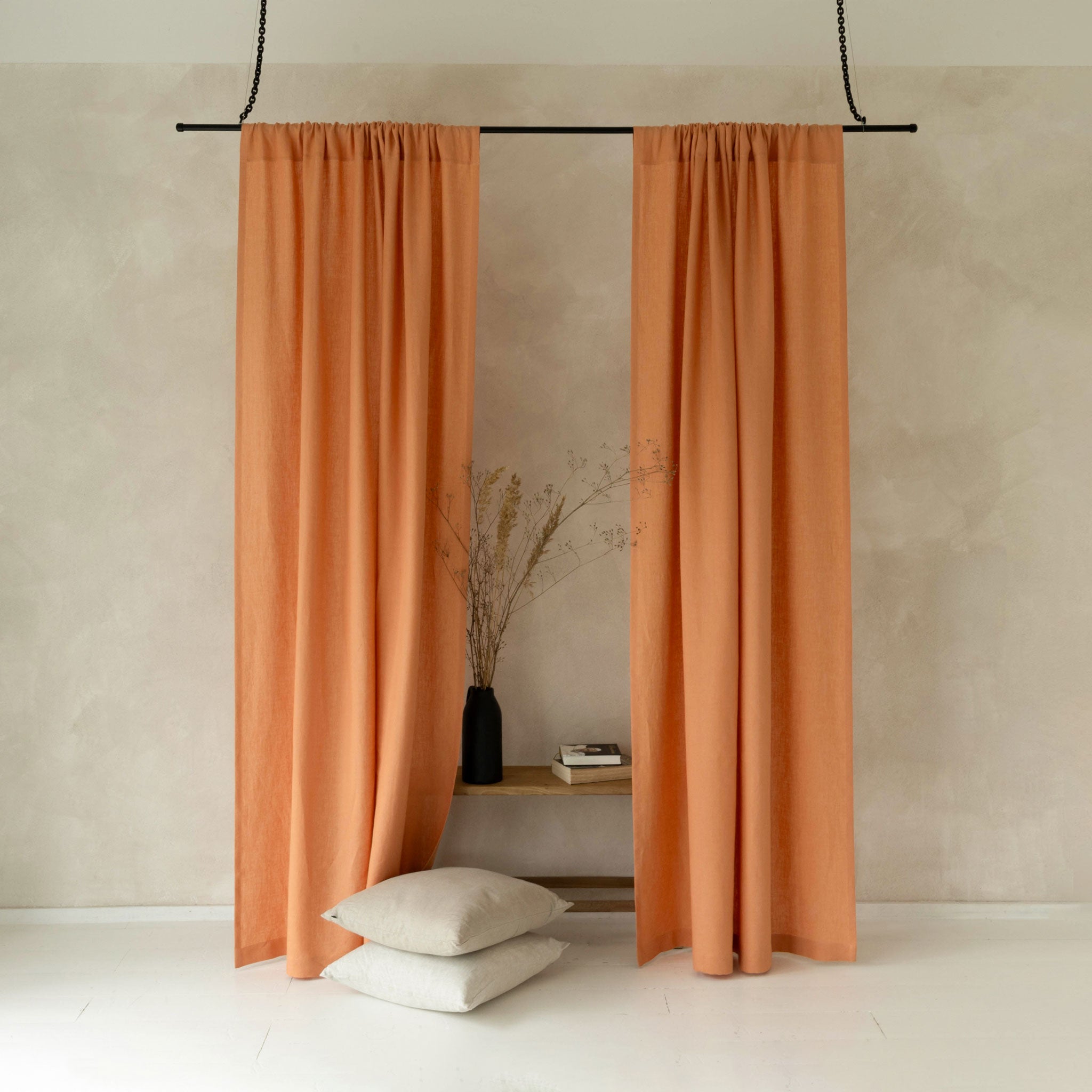 Linen curtain panel with rod pocket