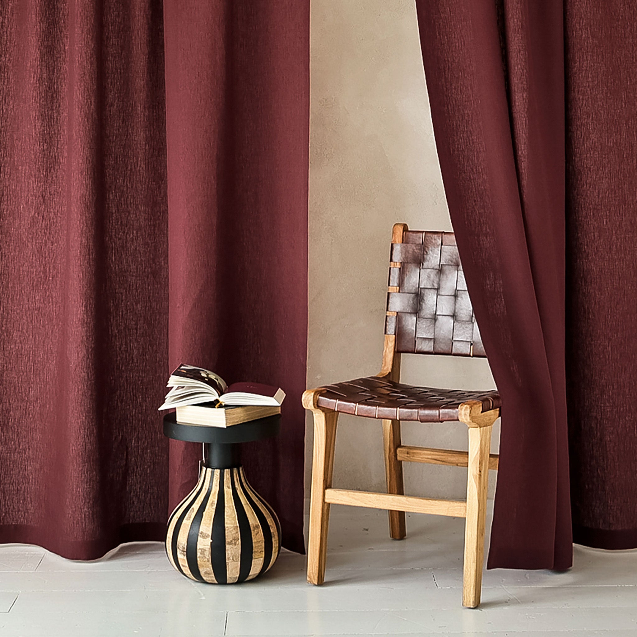 Linen curtain with back tab tape