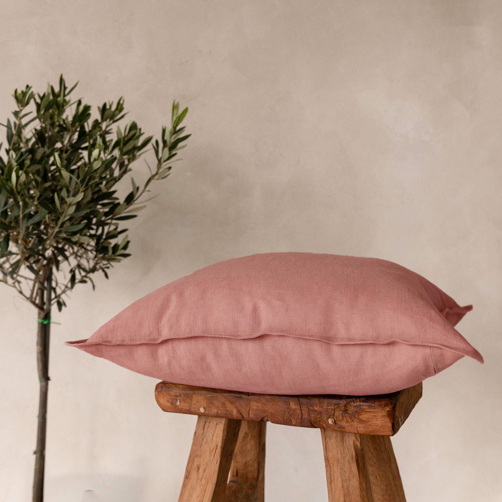 Linen pillow cover Marsala rose