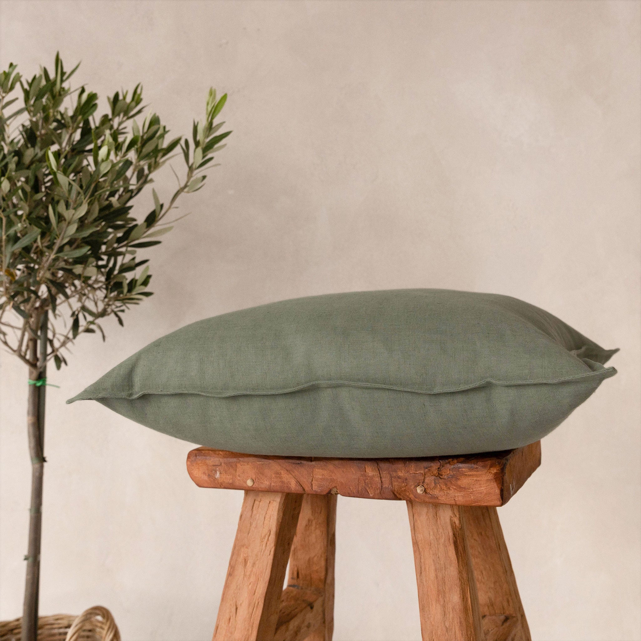 Linen pillow cover Moss green