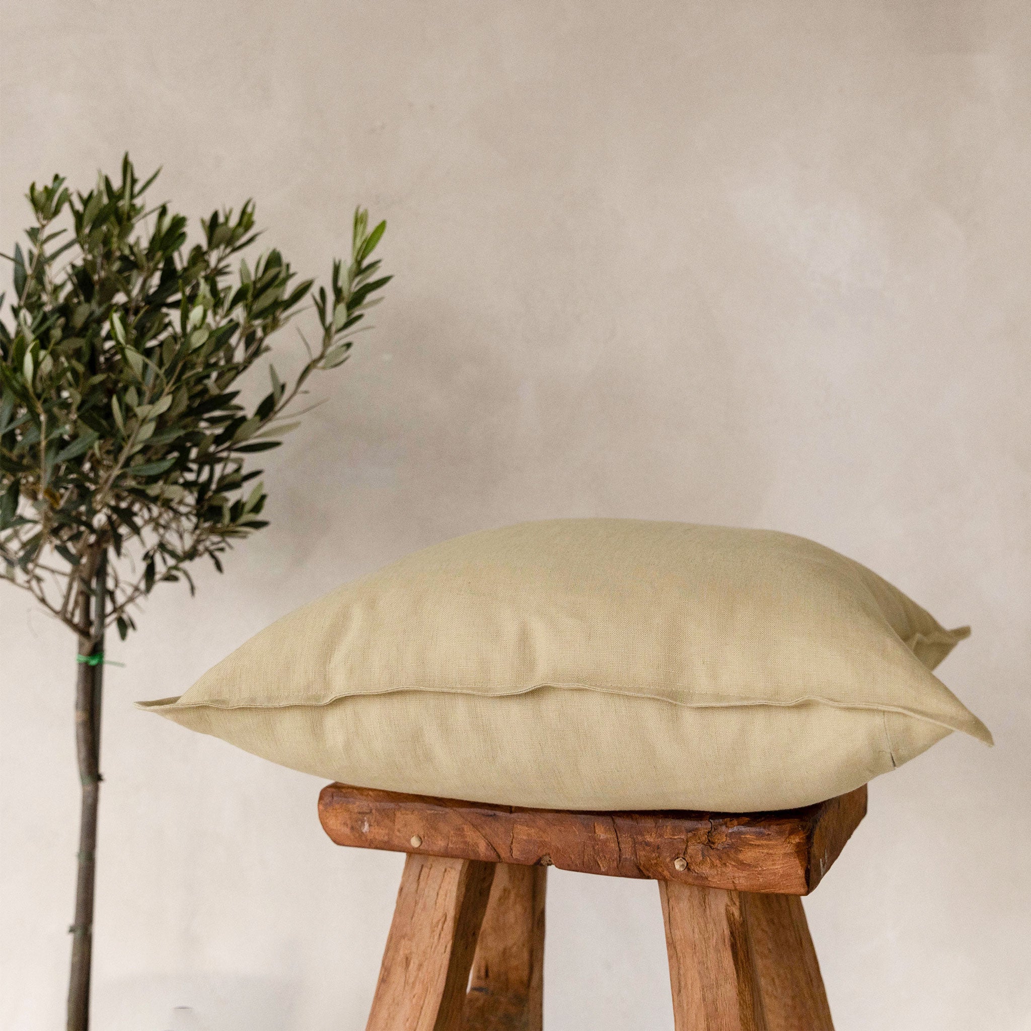 Linen pillow cover Pale olive