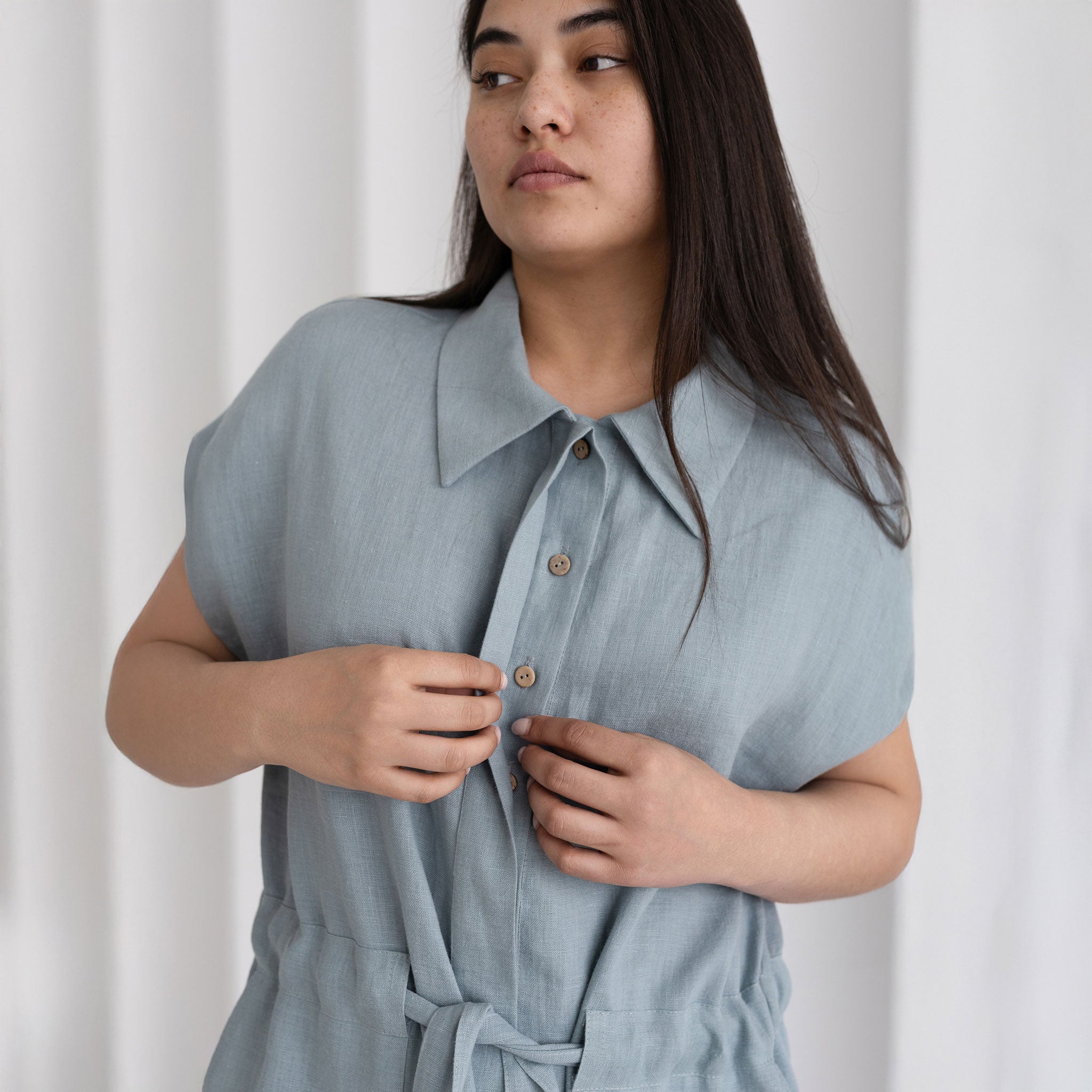 Linen shirt dress