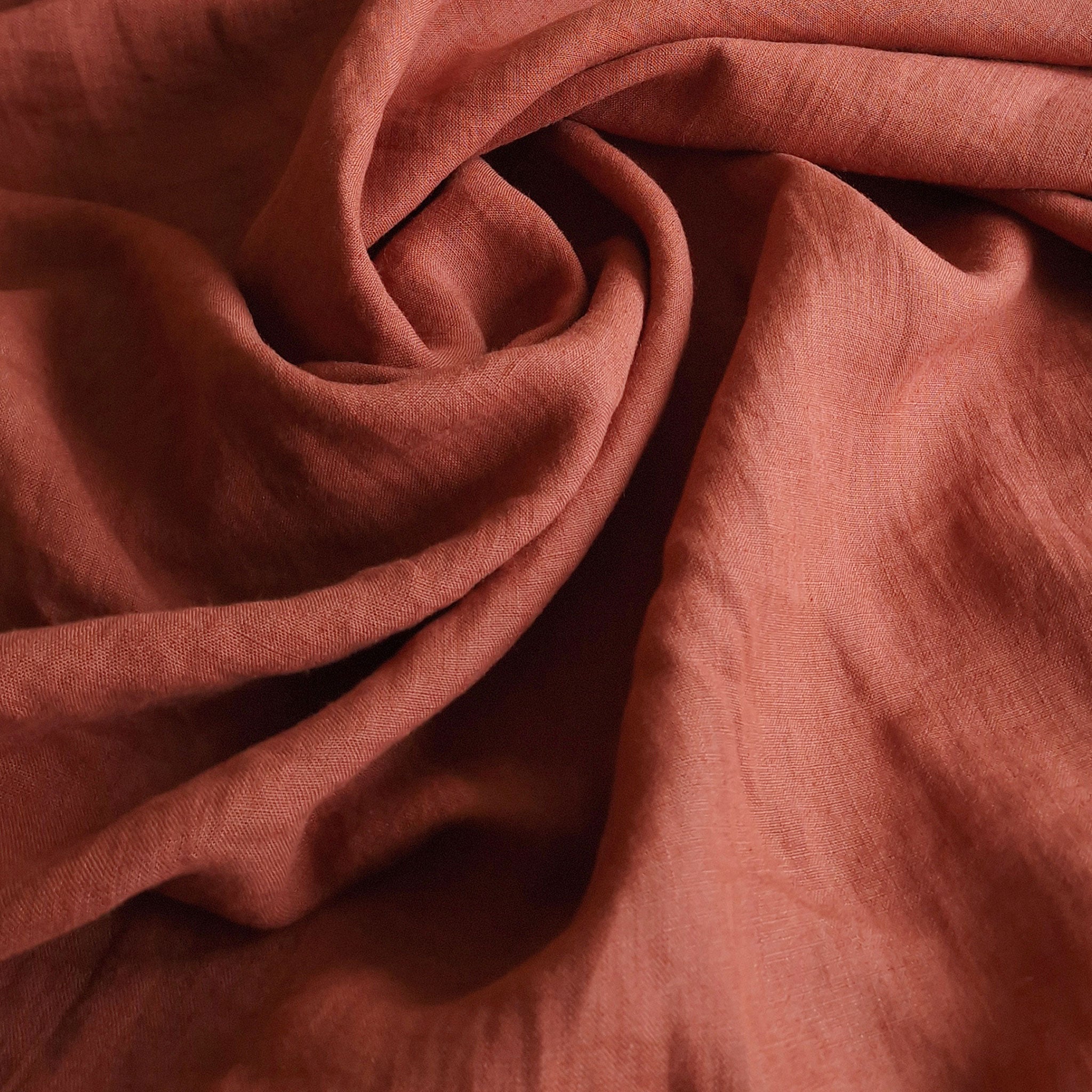 Linen fabric Burnt orange