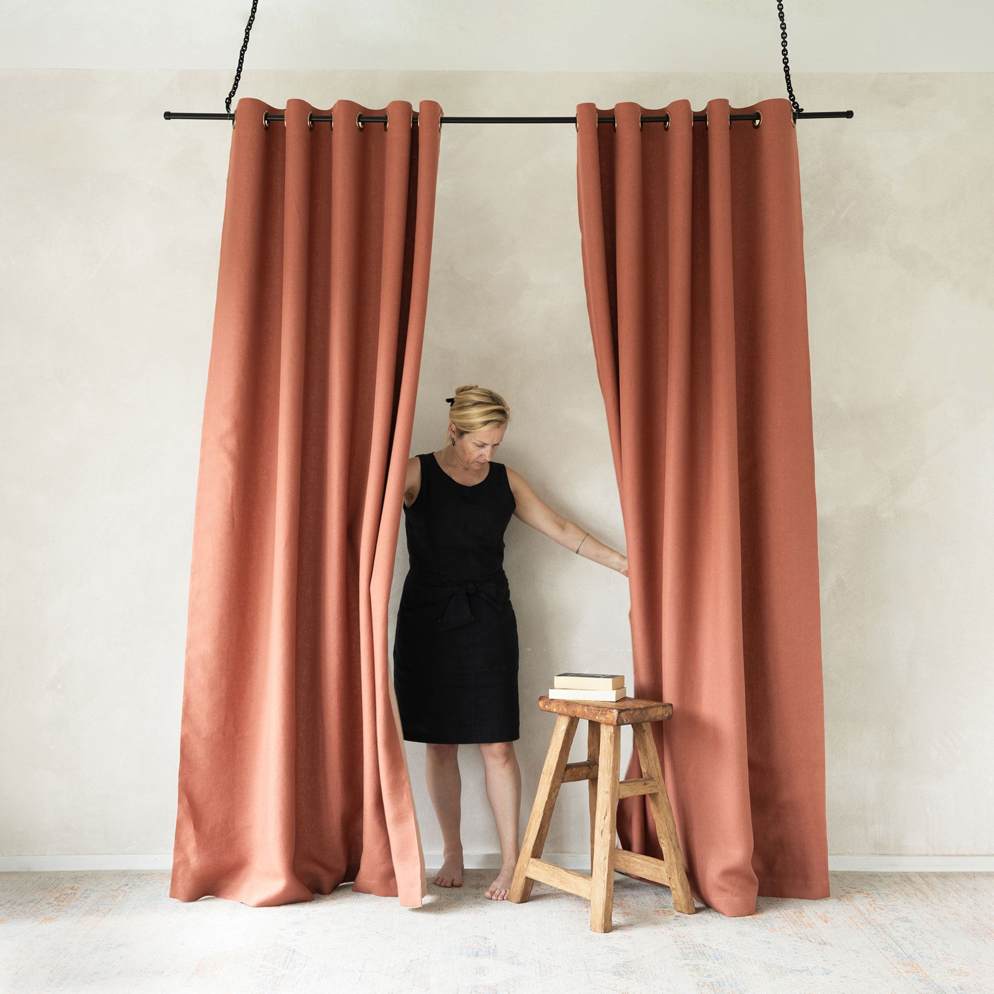 Linen grommet curtain panel