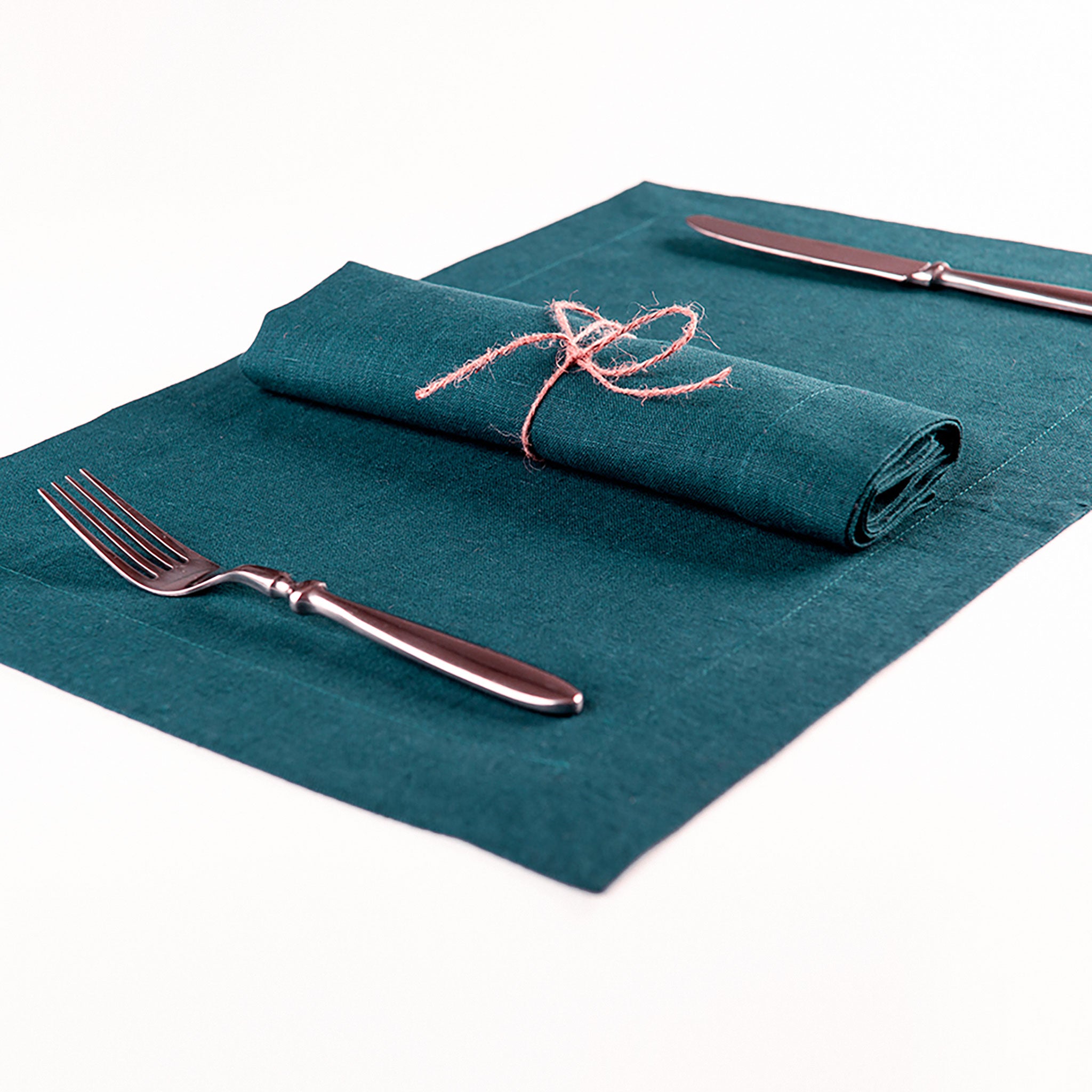 Linen placemat Peacock green