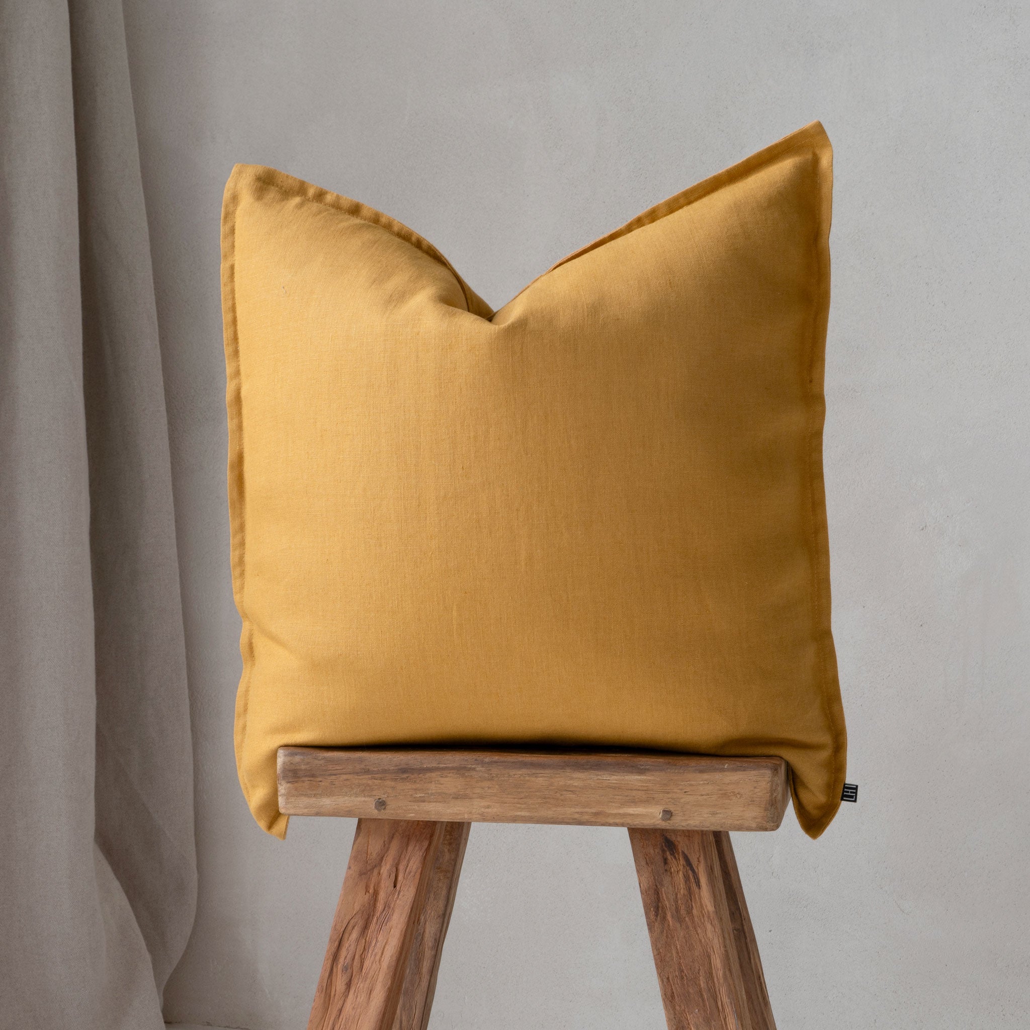 Linen pillow cover Yellow ochre