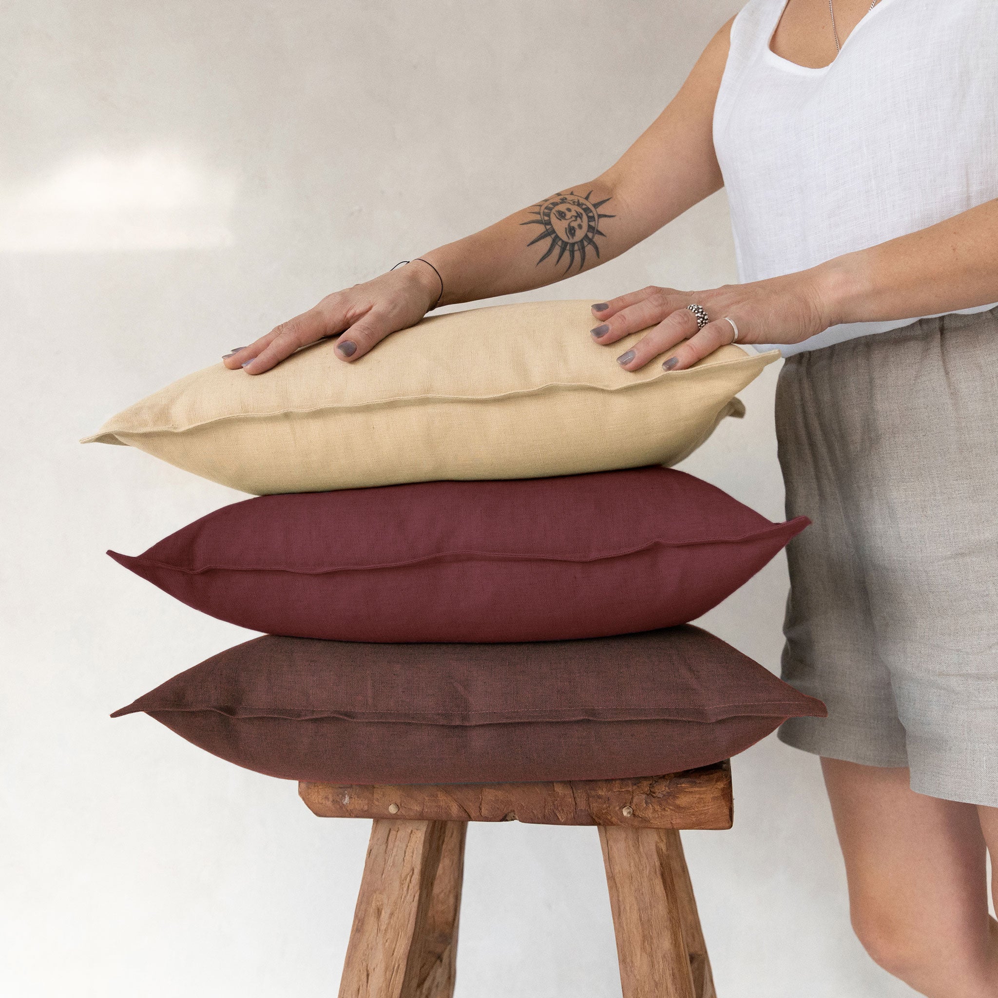 Linen pillow cover Butter yellow