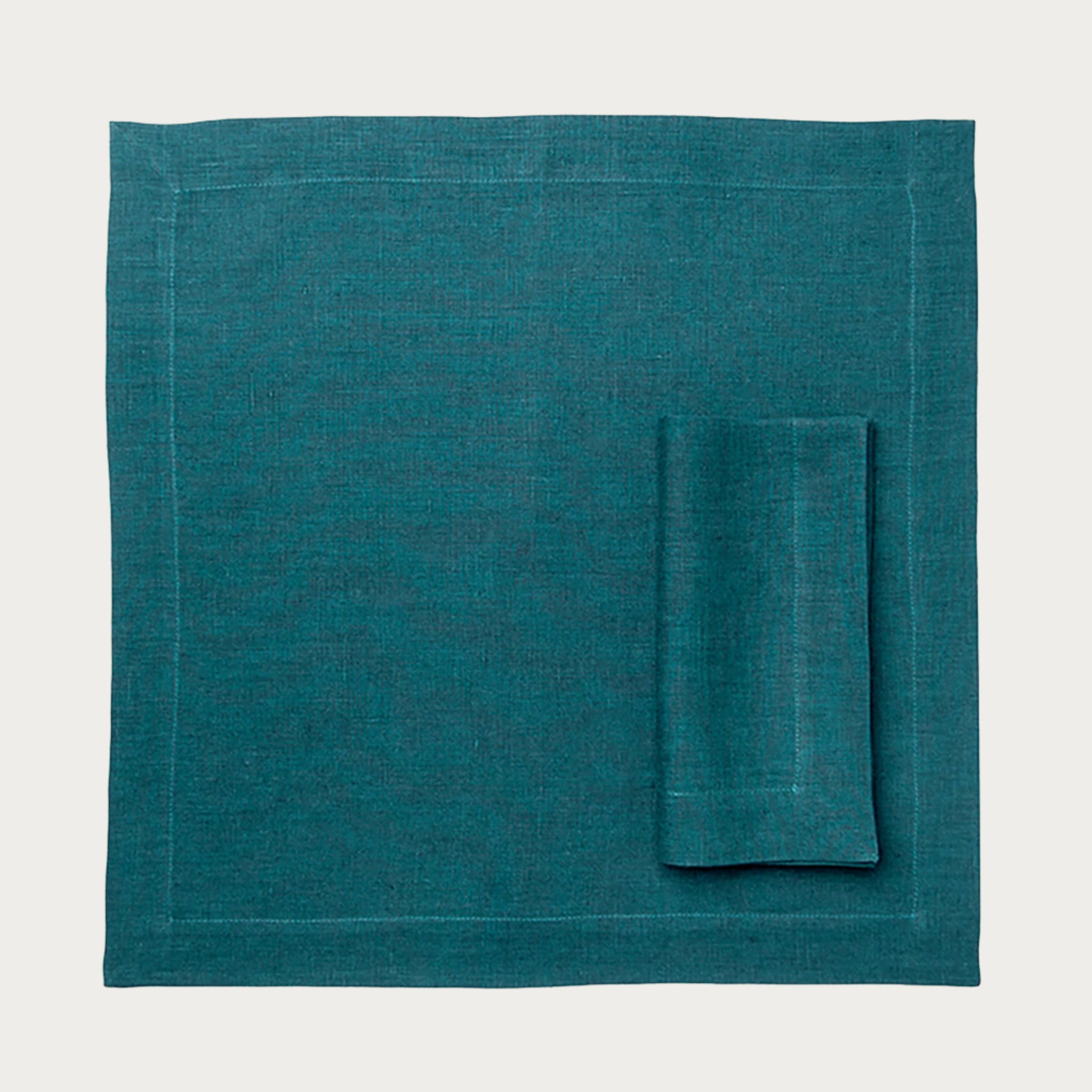 Linen table napkin Peacock green