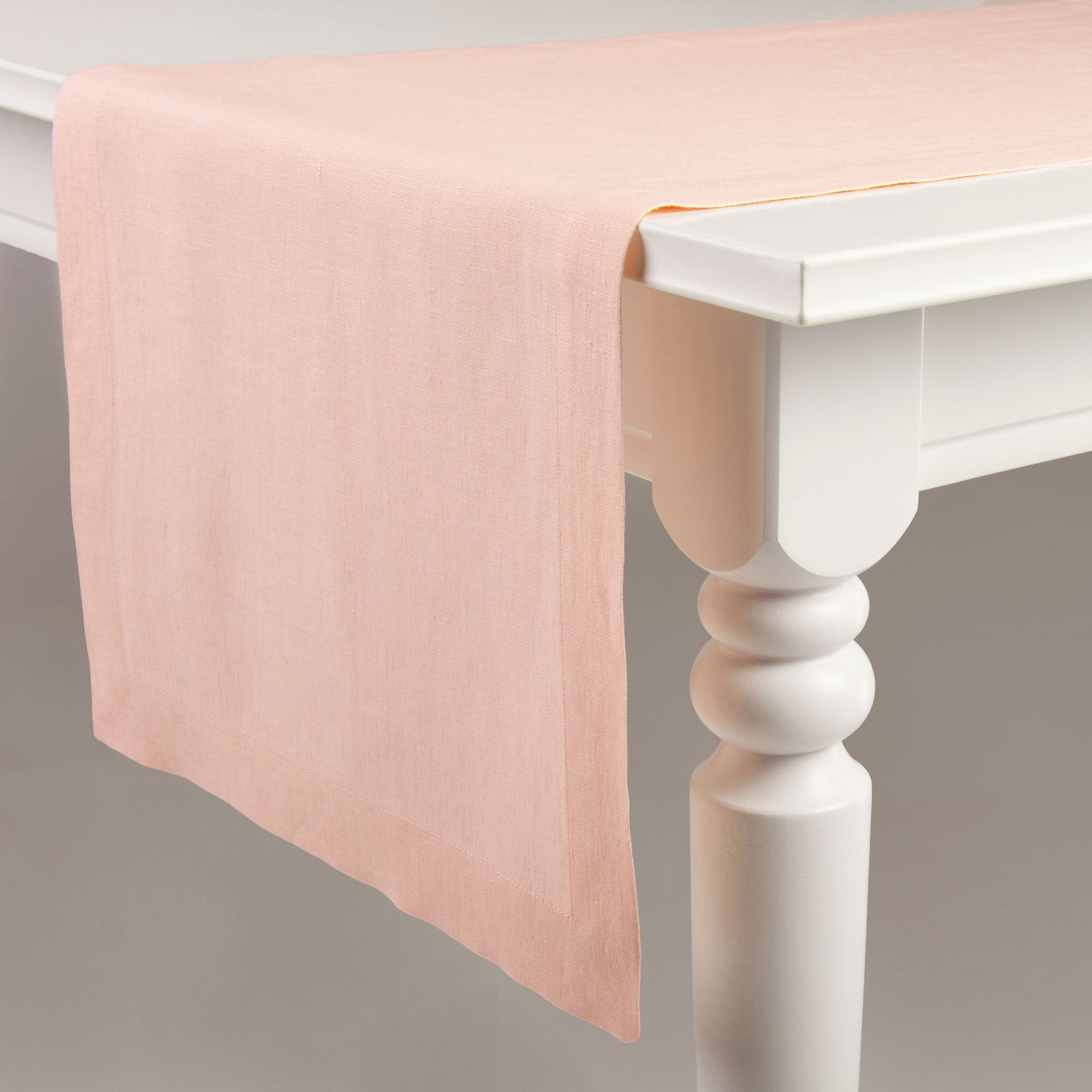 Linen table runner Pale peach