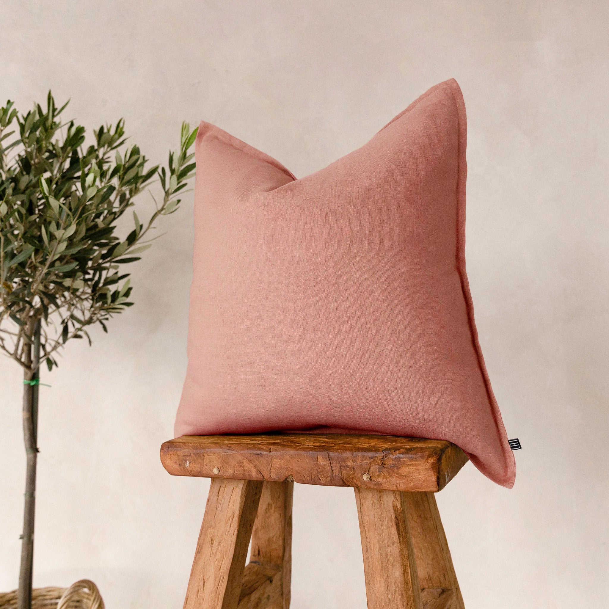 Linen pillow cover Marsala rose