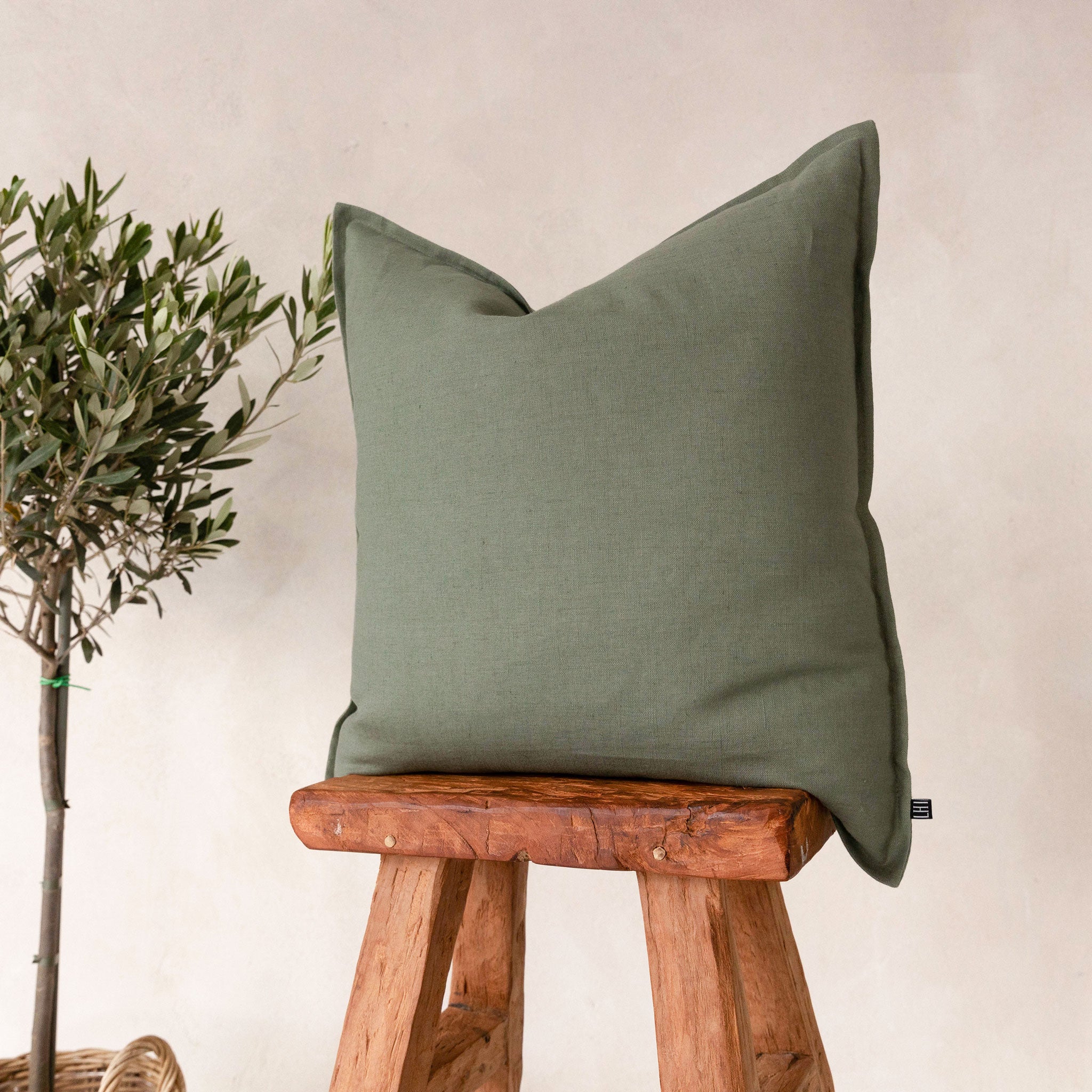 Linen pillow cover Moss green