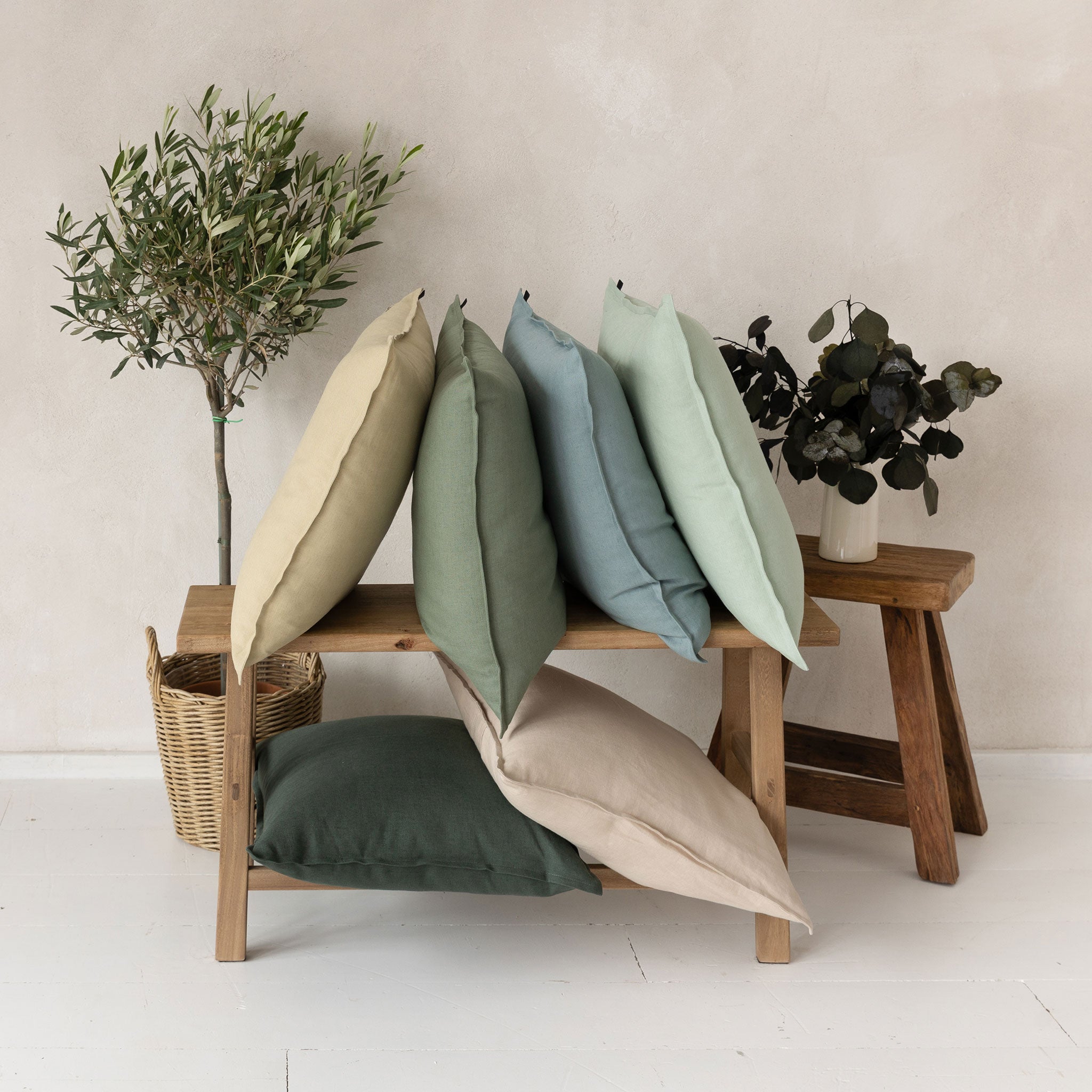 Linen pillow cover Blue mist