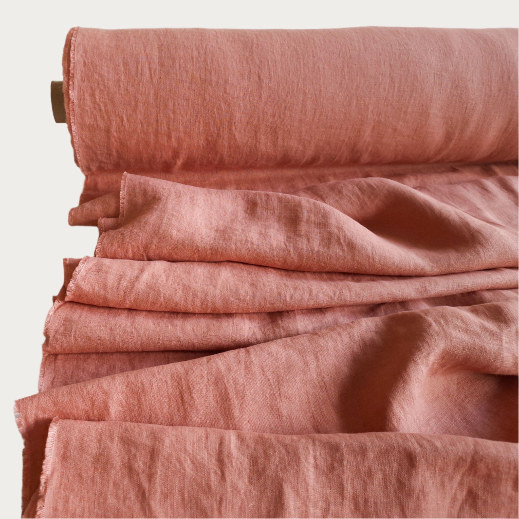 Linen fabric Marsala rose