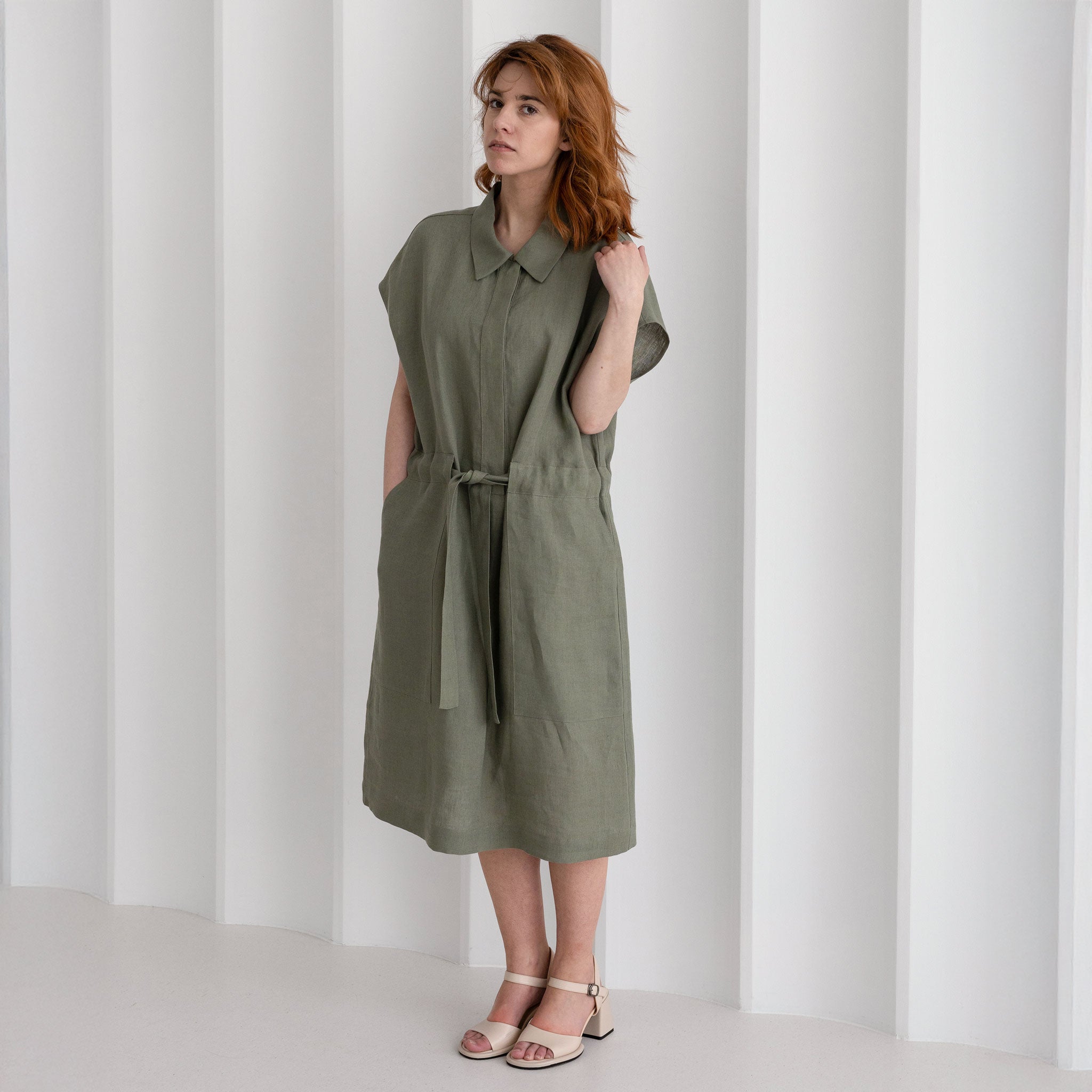 Linen shirt dress