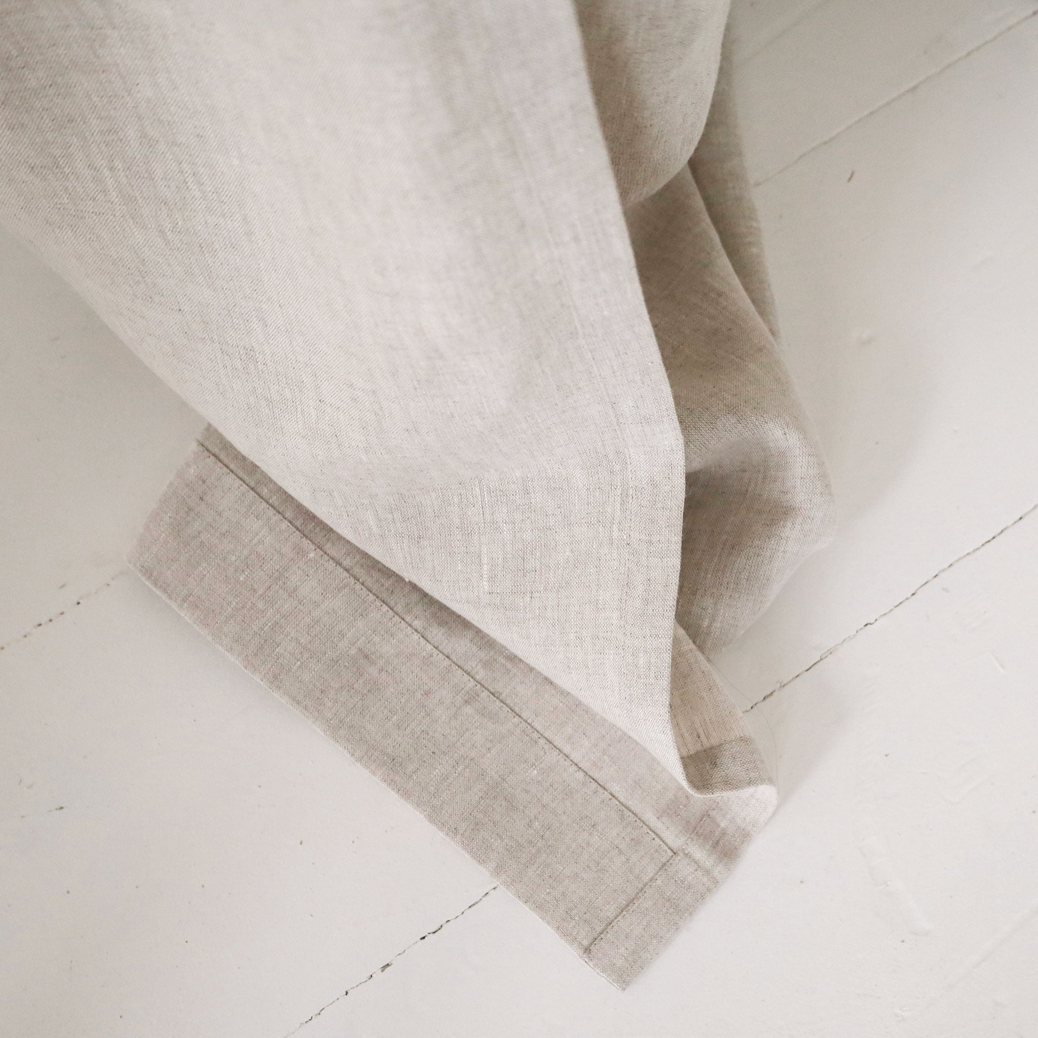 Linen curtain panel with back tabs