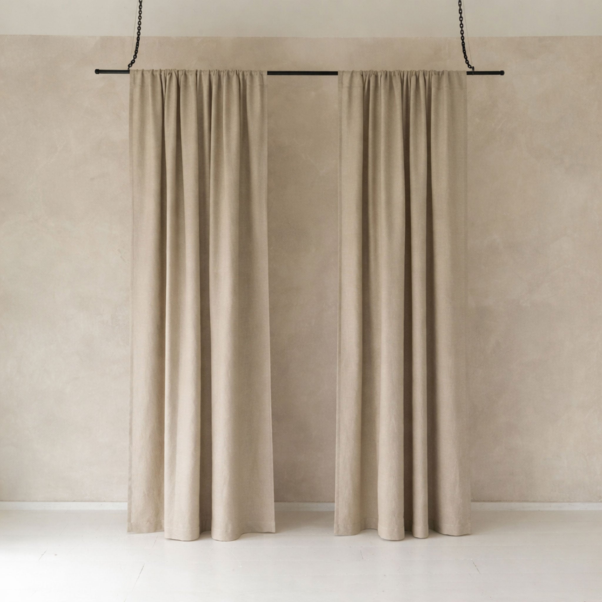 Linen curtain panel with rod pocket