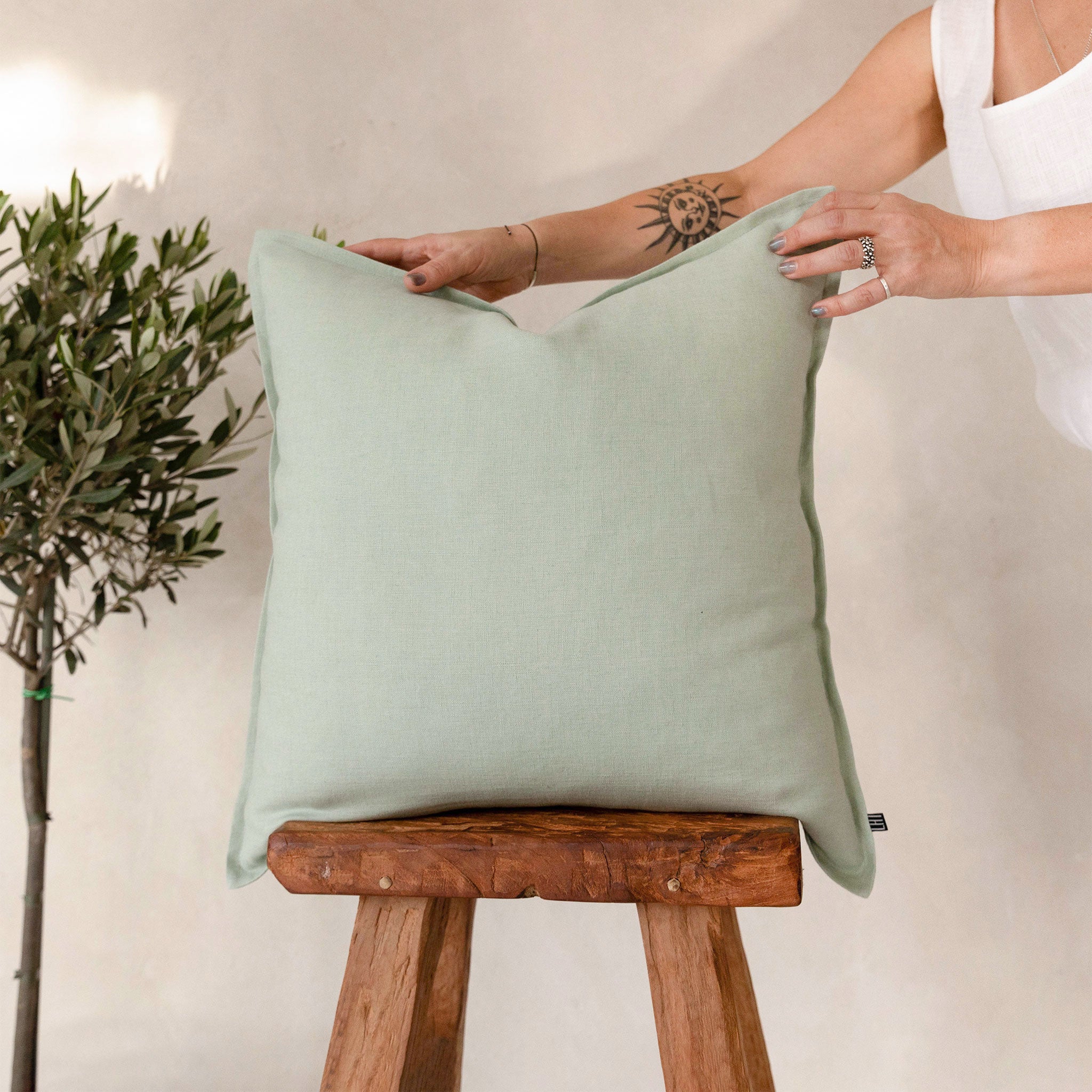 Linen pillow cover Spice mint
