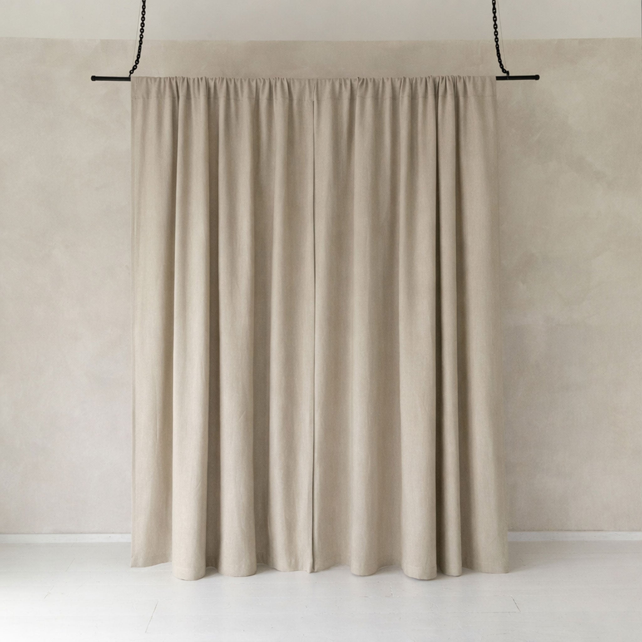 Linen curtain panel with rod pocket