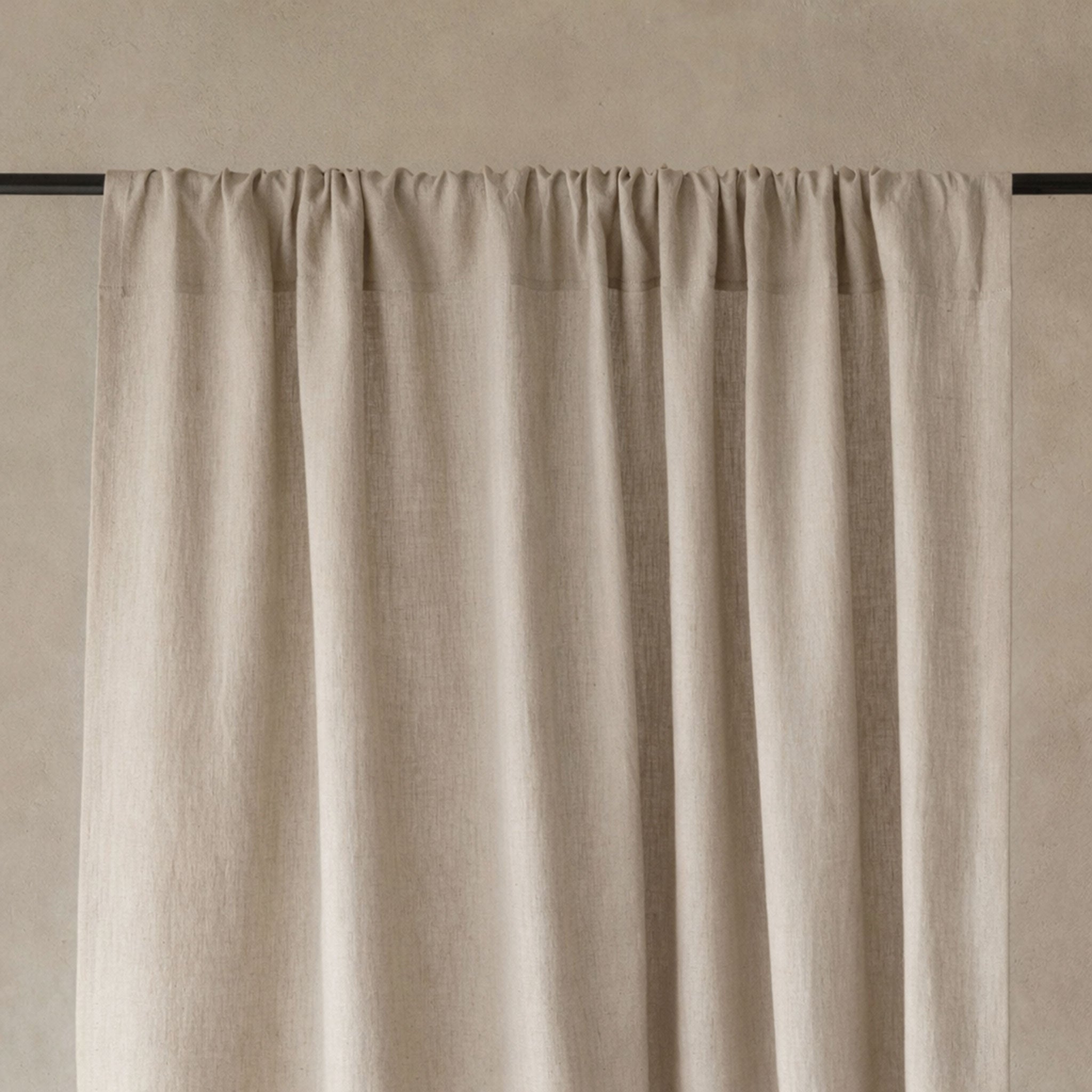 Linen curtain panel with rod pocket