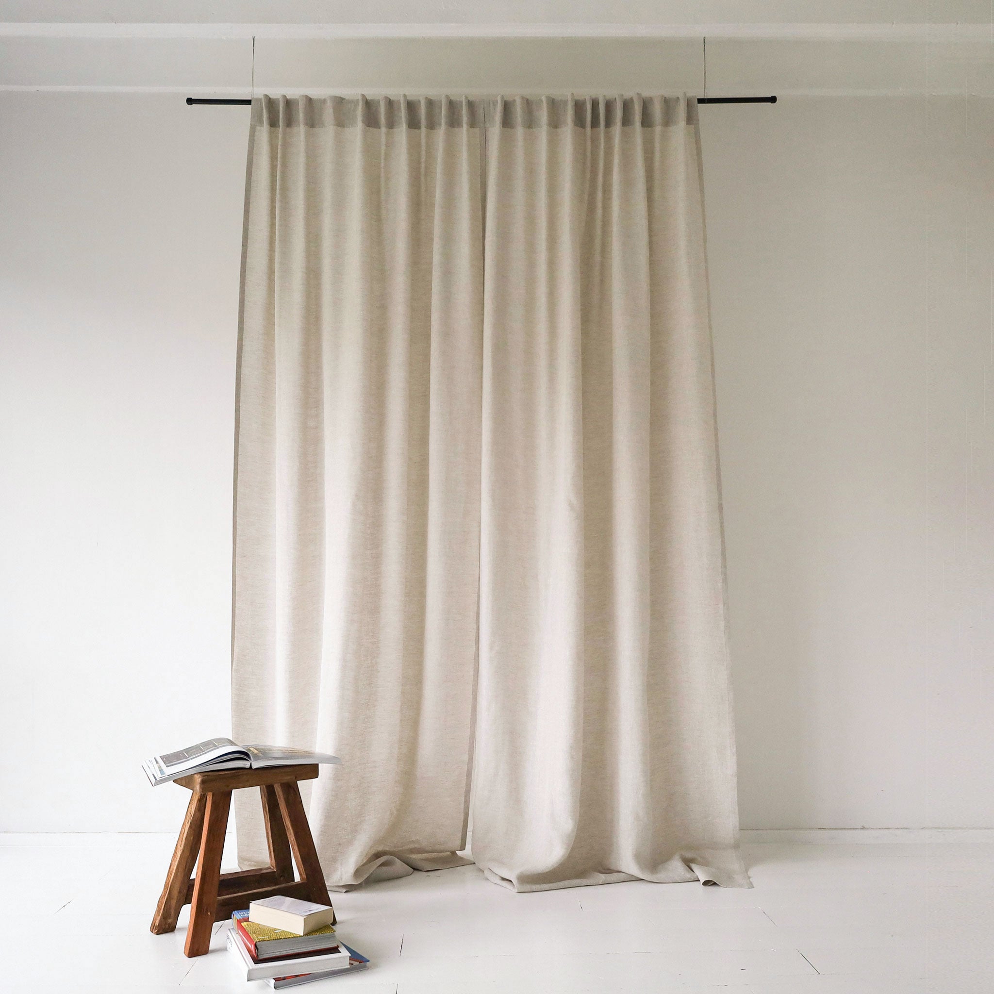 Linen curtain panel with back tabs
