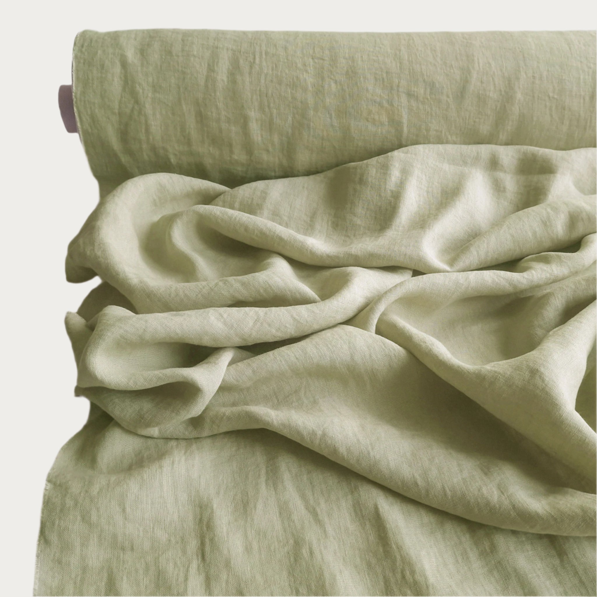 Linen fabric Pale olive